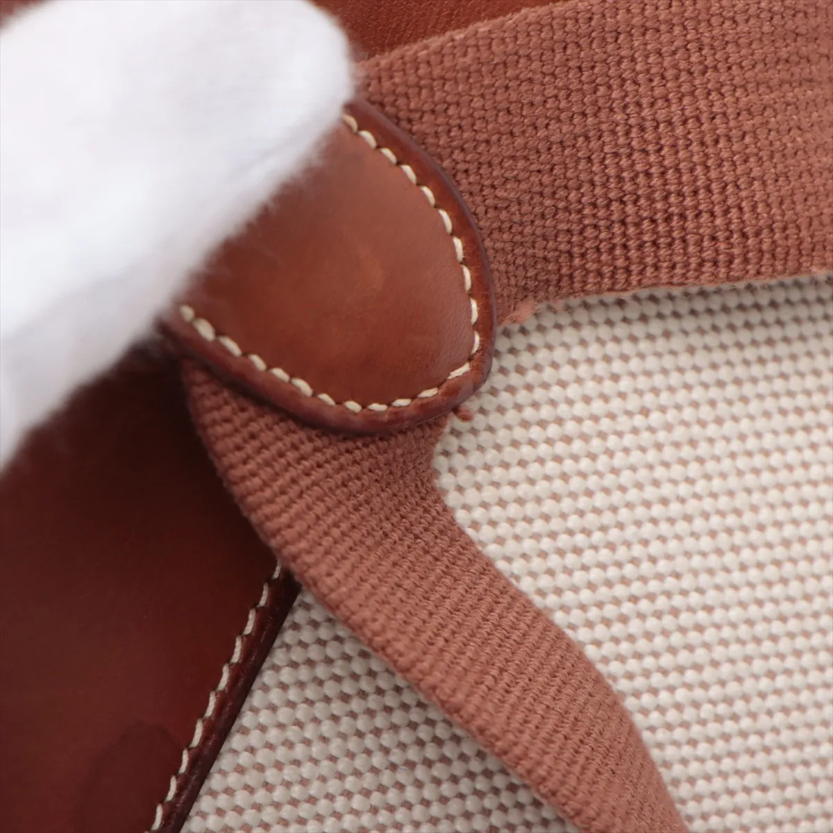[Individually packaged] Hermes Kelly Ad GM Toile H x Veau Barenia Ecru x Fauve Silver hardware E: 2001 — view 15
