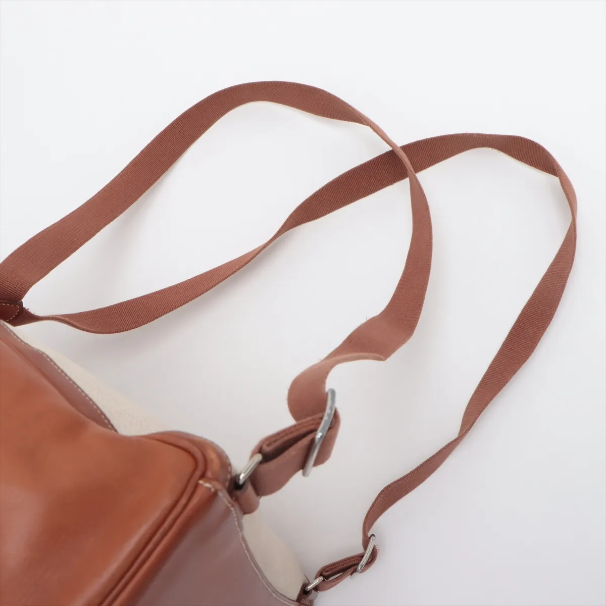 [Individually packaged] Hermes Kelly Ad GM Toile H x Veau Barenia Ecru x Fauve Silver hardware E: 2001 — view 6