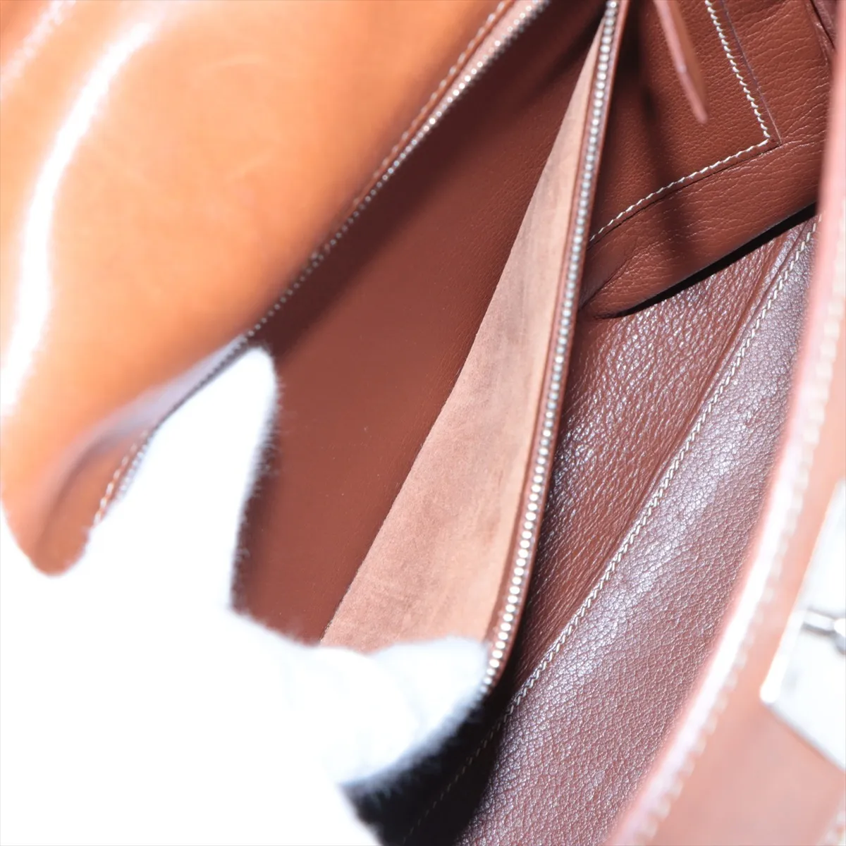 [Individually packaged] Hermes Kelly Ad GM Toile H x Veau Barenia Ecru x Fauve Silver hardware E: 2001 — view 8