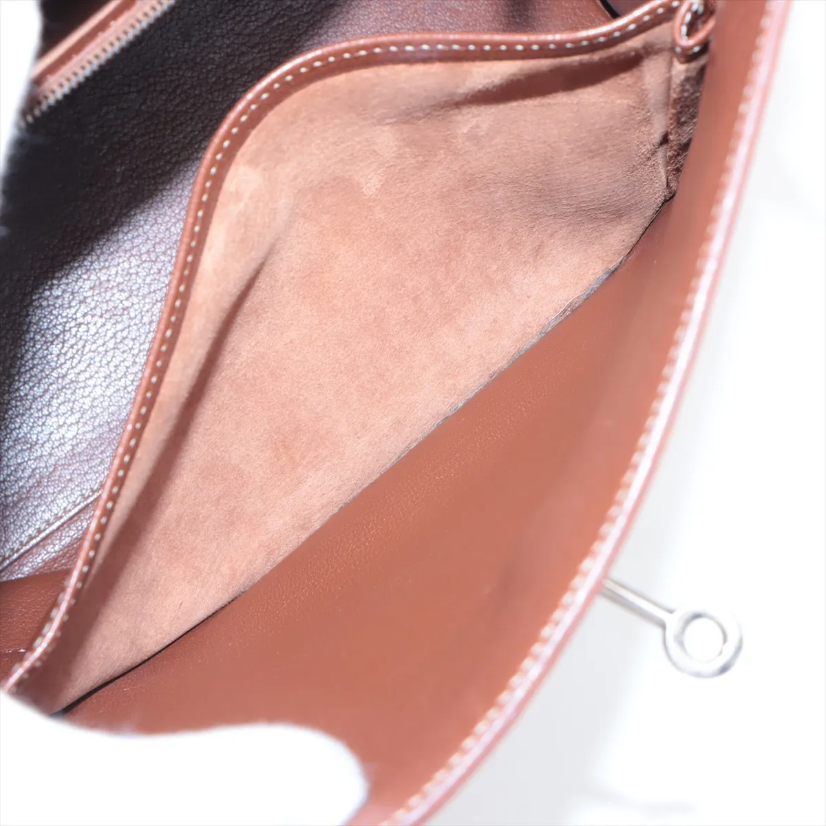[Individually packaged] Hermes Kelly Ad GM Toile H x Veau Barenia Ecru x Fauve Silver hardware E: 2001 — view 9