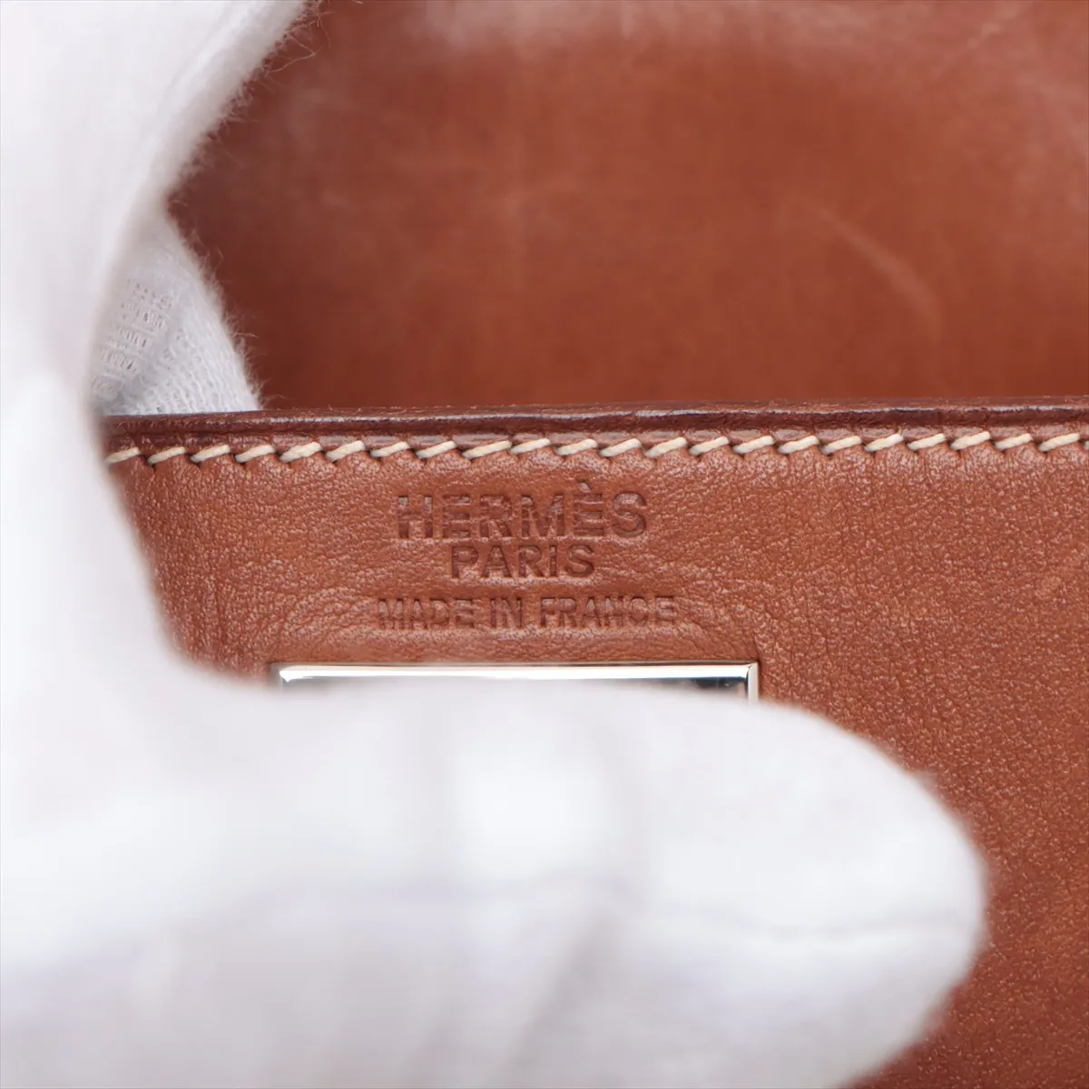 [Individually packaged] Hermes Kelly Ad GM Toile H x Veau Barenia Ecru x Fauve Silver hardware E: 2001 — view 10