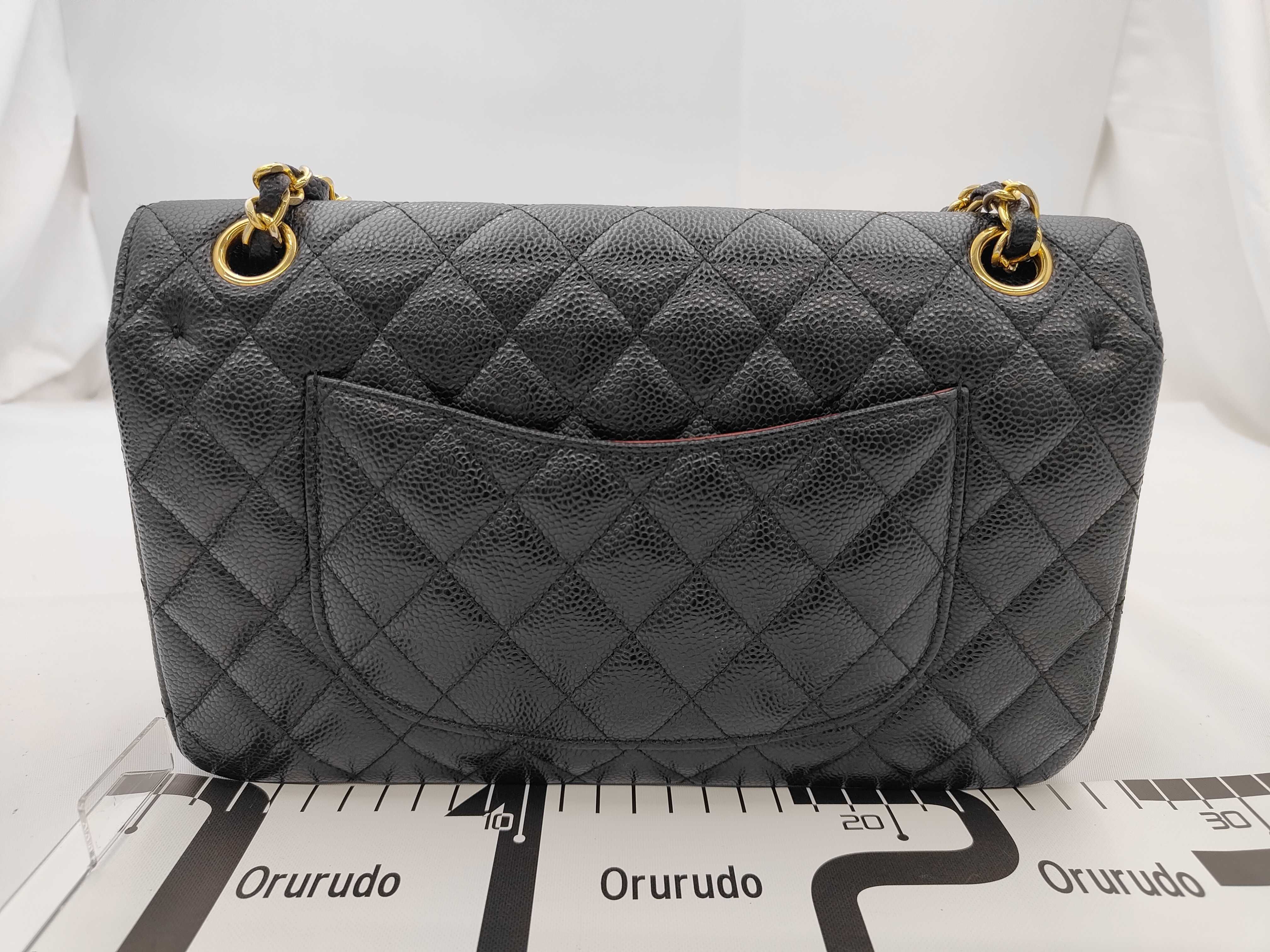 Matelassé 25 Double Flap Chain Shoulder Bag, Caviar Leather, Black Shoulder Bag — view 2