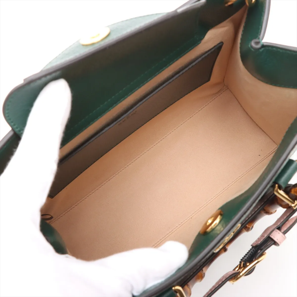 Bamboo Diana Leather 2WAY Handbag Green 702721 — view 8
