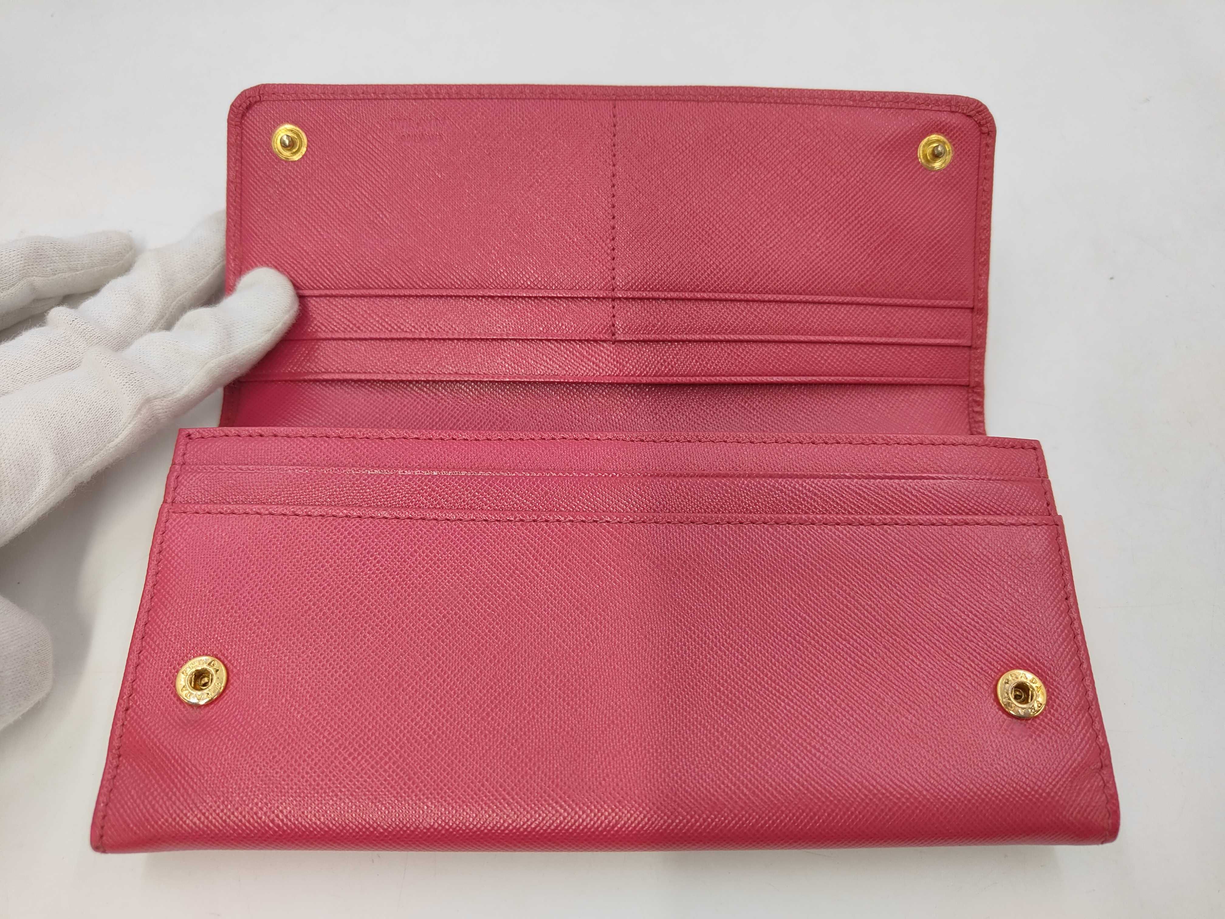 Saffiano Metal 1M1132 Leather Long Wallet Pink — view 8