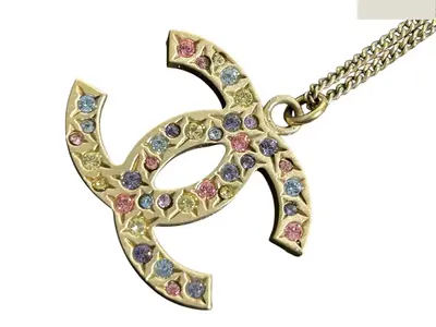 Coco Mark Necklace with Colored Stones