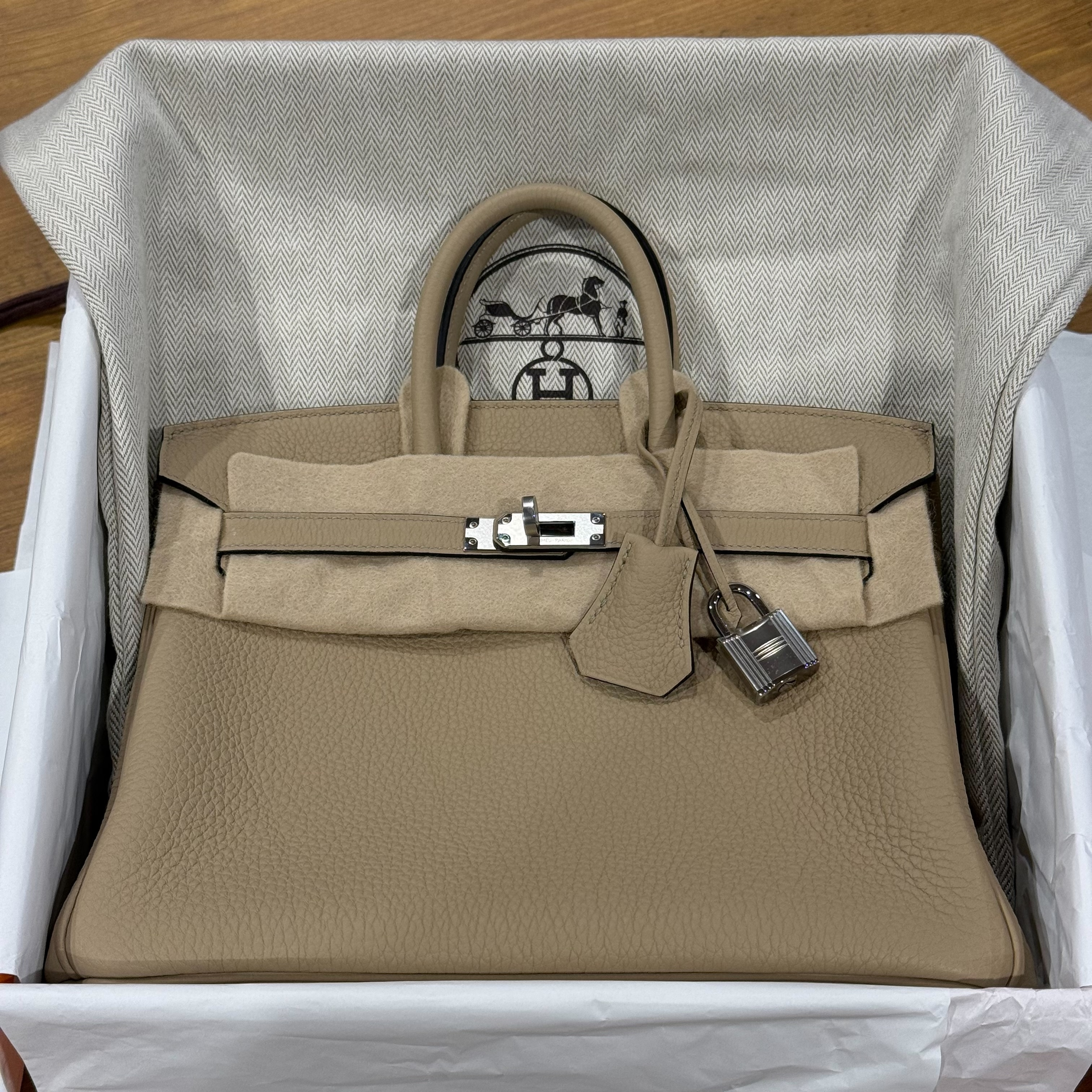 Birkin25 Trench Togo PHW K Stamp Handbag — view 9