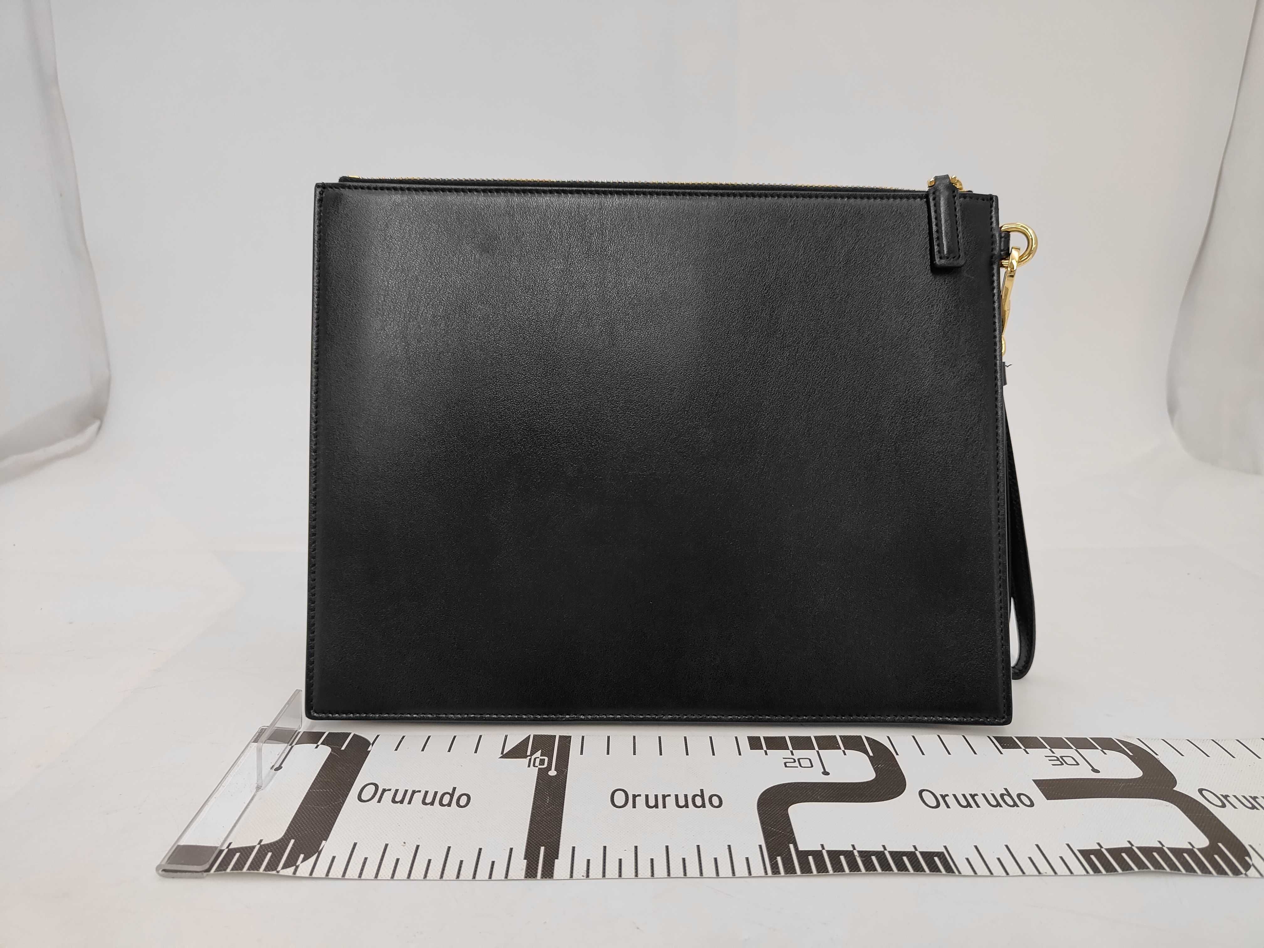 547613 Leather Clutch Bag, Black, with Dust Bag. — view 2