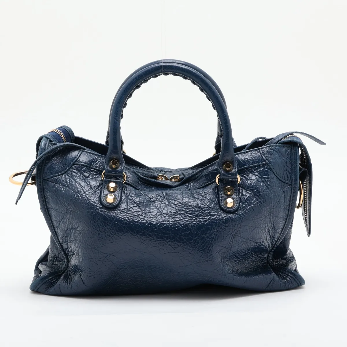 Classic City Leather 2-Way Handbag, Blue, 431621, with Mirror — view 2