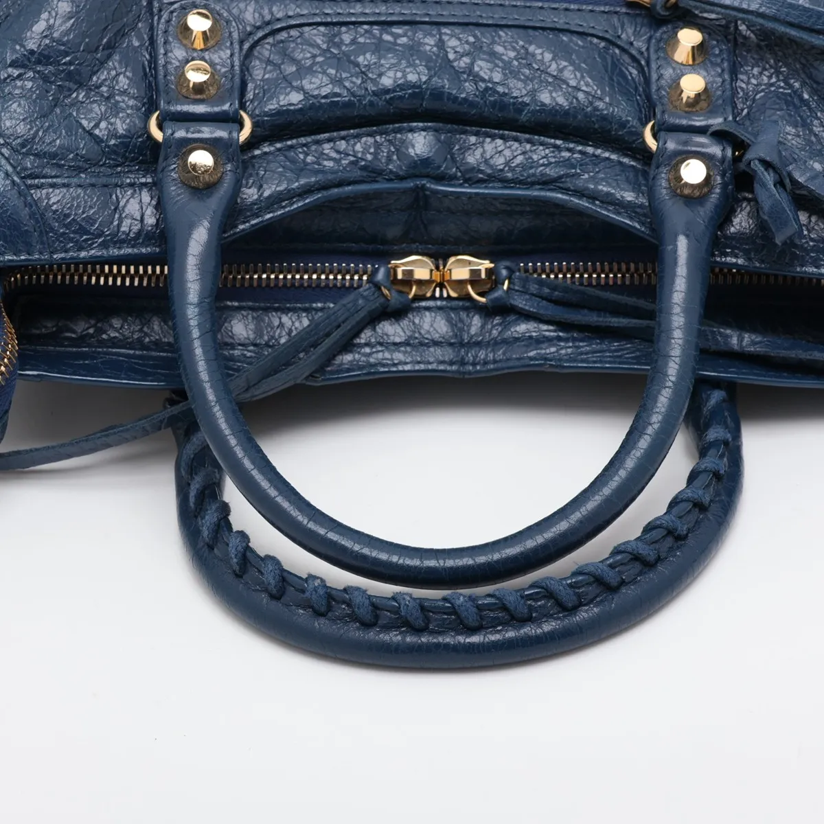 Classic City Leather 2-Way Handbag, Blue, 431621, with Mirror — view 5