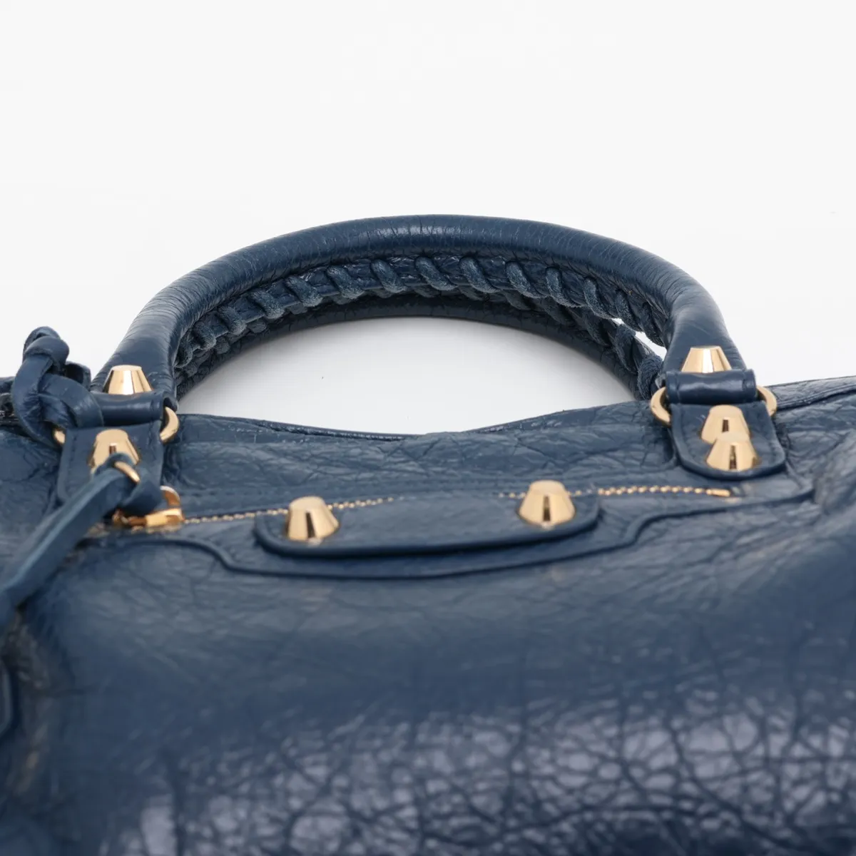 Classic City Leather 2-Way Handbag, Blue, 431621, with Mirror — view 6