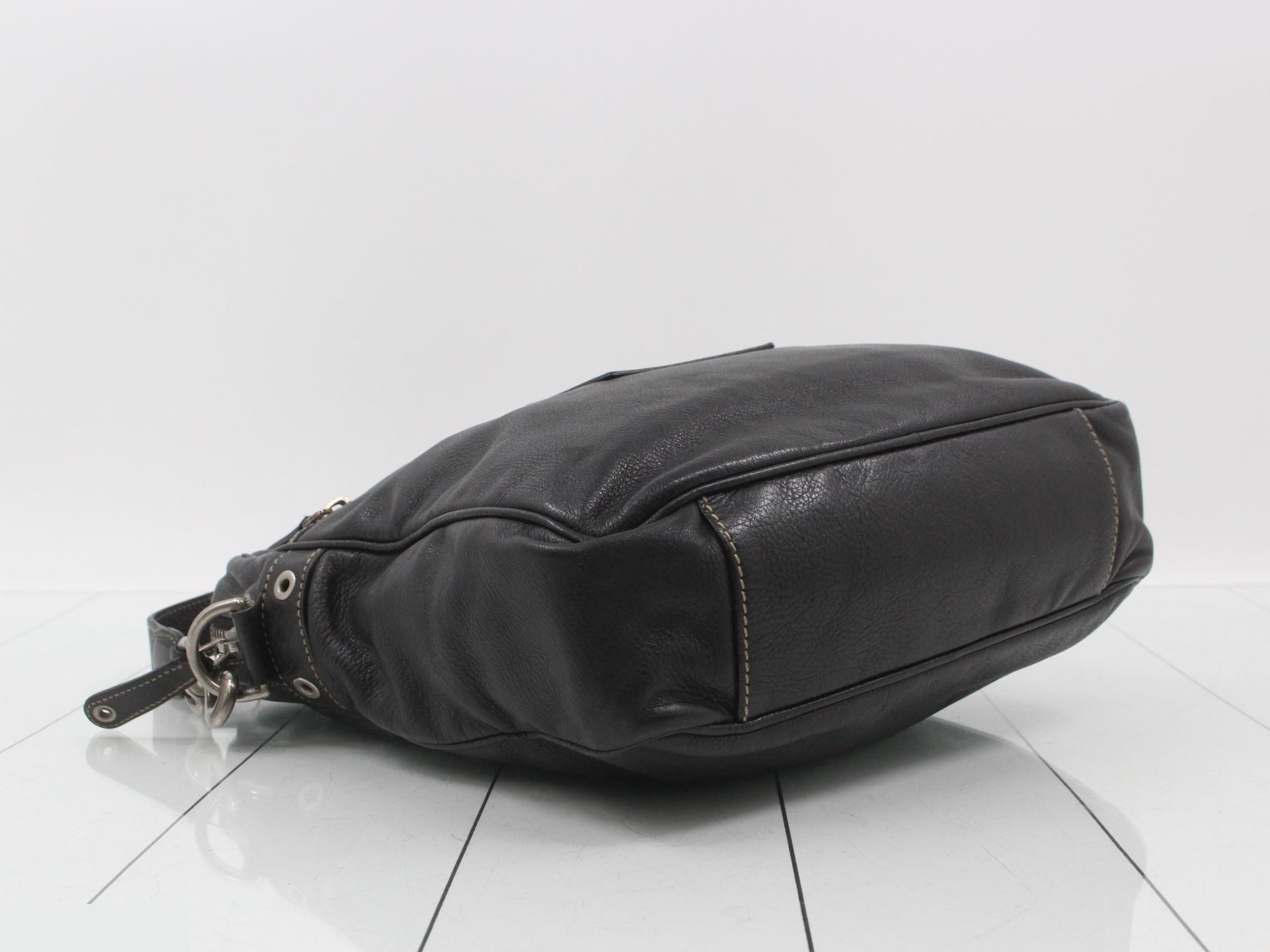 Leather Crest Shoulder Bag, Black — view 5