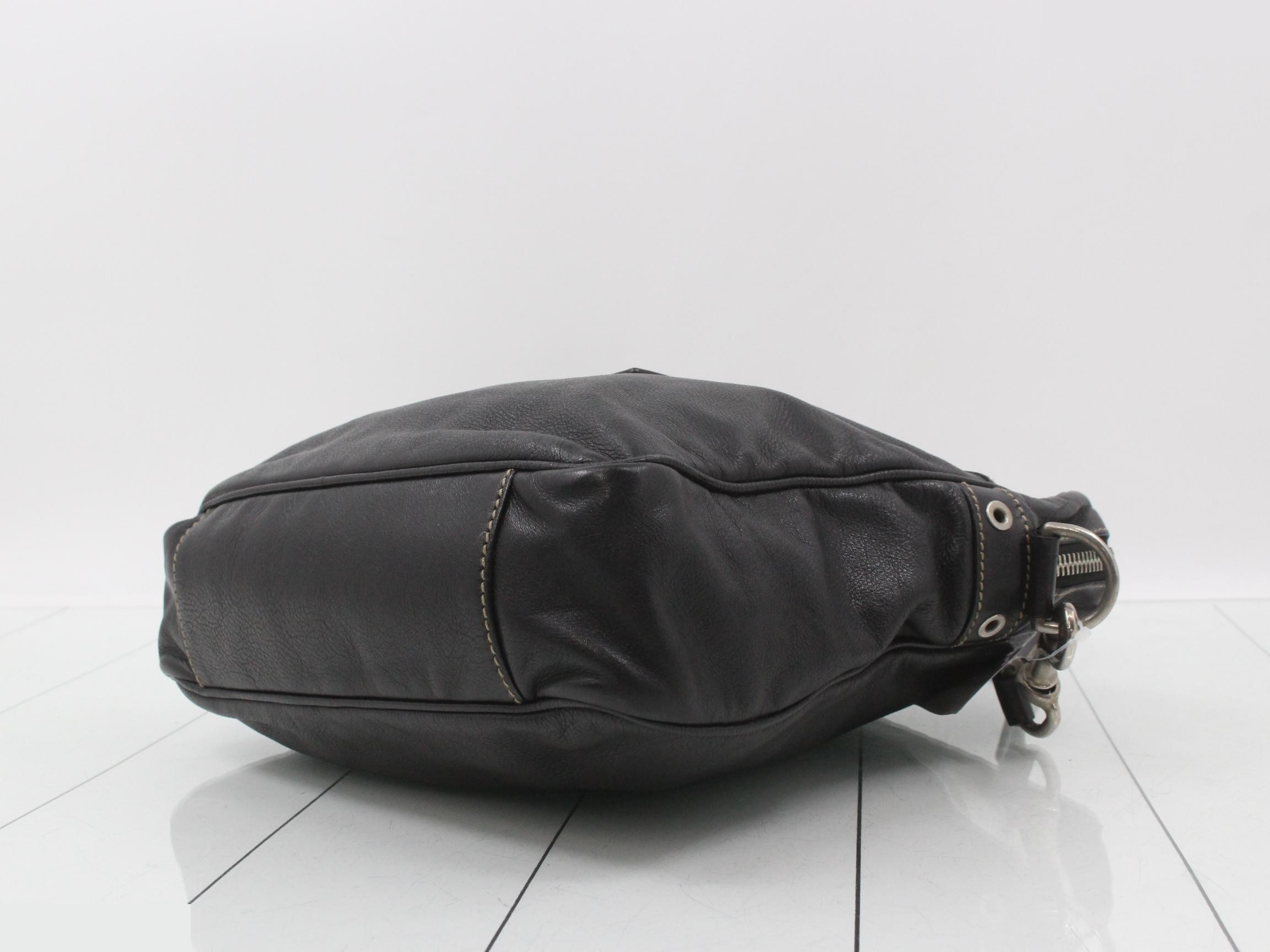 Leather Crest Shoulder Bag, Black — view 6
