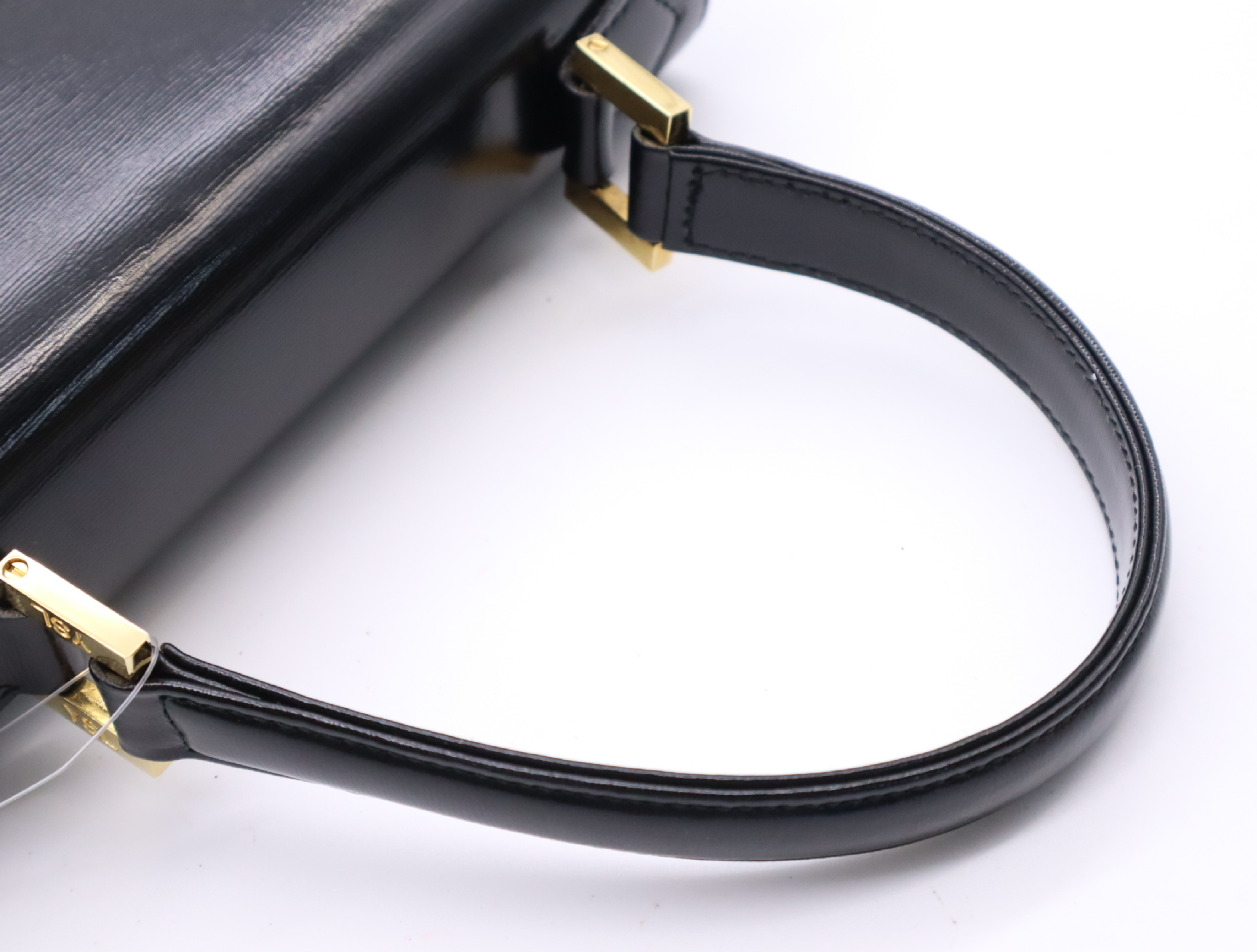 Leather Black Gold Hardware Handbag — view 12