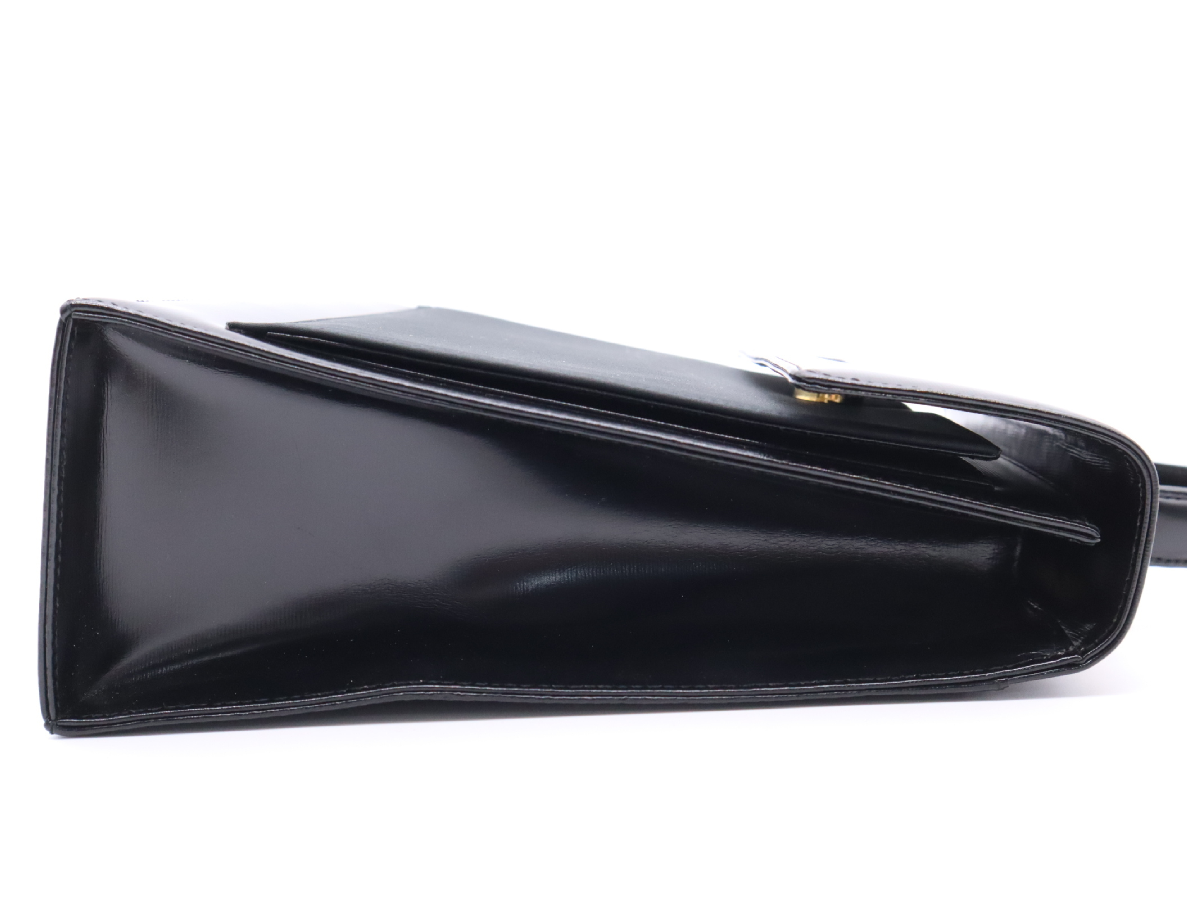 Leather Black Gold Hardware Handbag — view 5