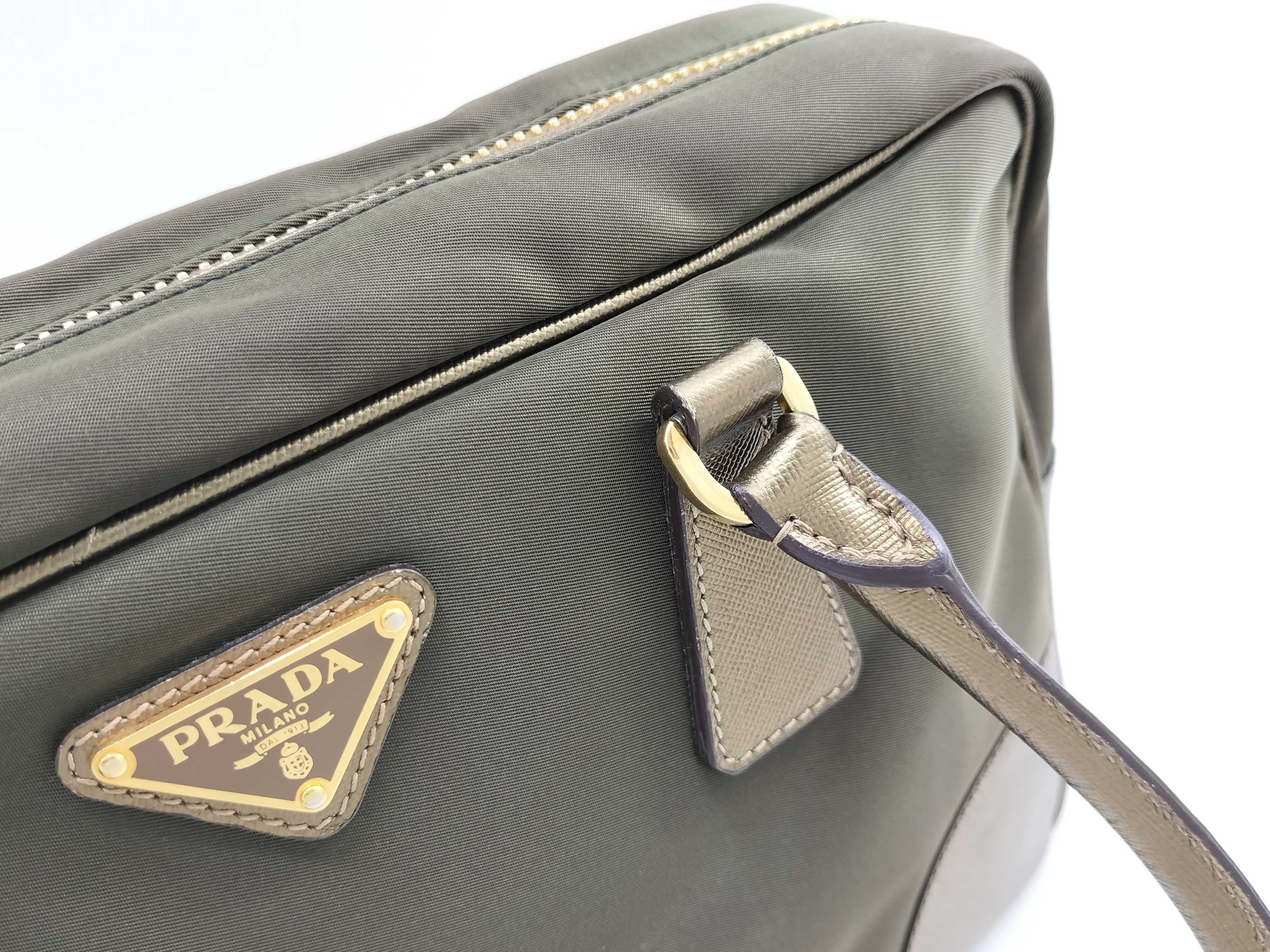 Nylon Mini Boston Bag, Saffiano Nylon, Triangle Logo Handbag — view 11