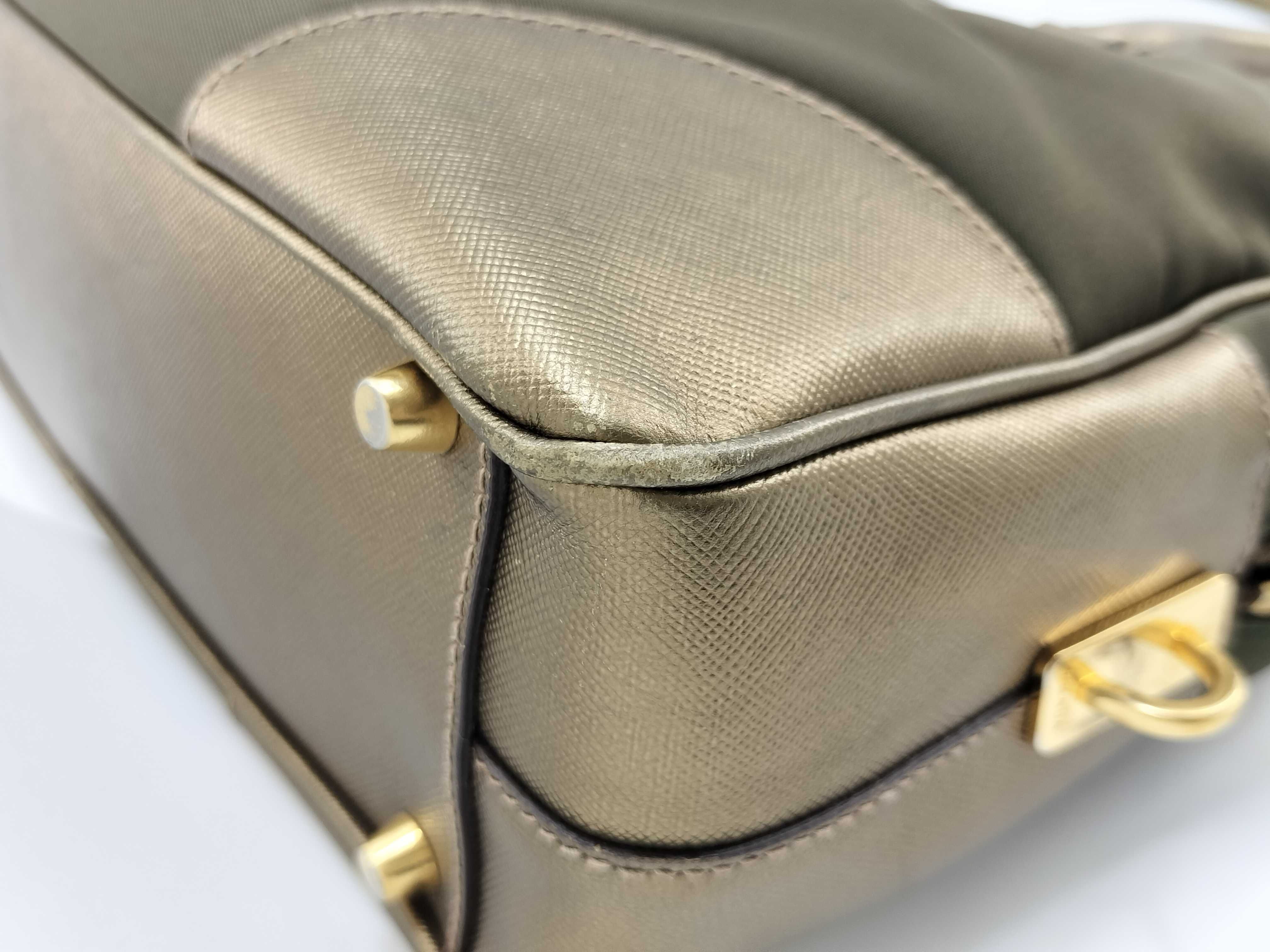 Nylon Mini Boston Bag, Saffiano Nylon, Triangle Logo Handbag — view 9