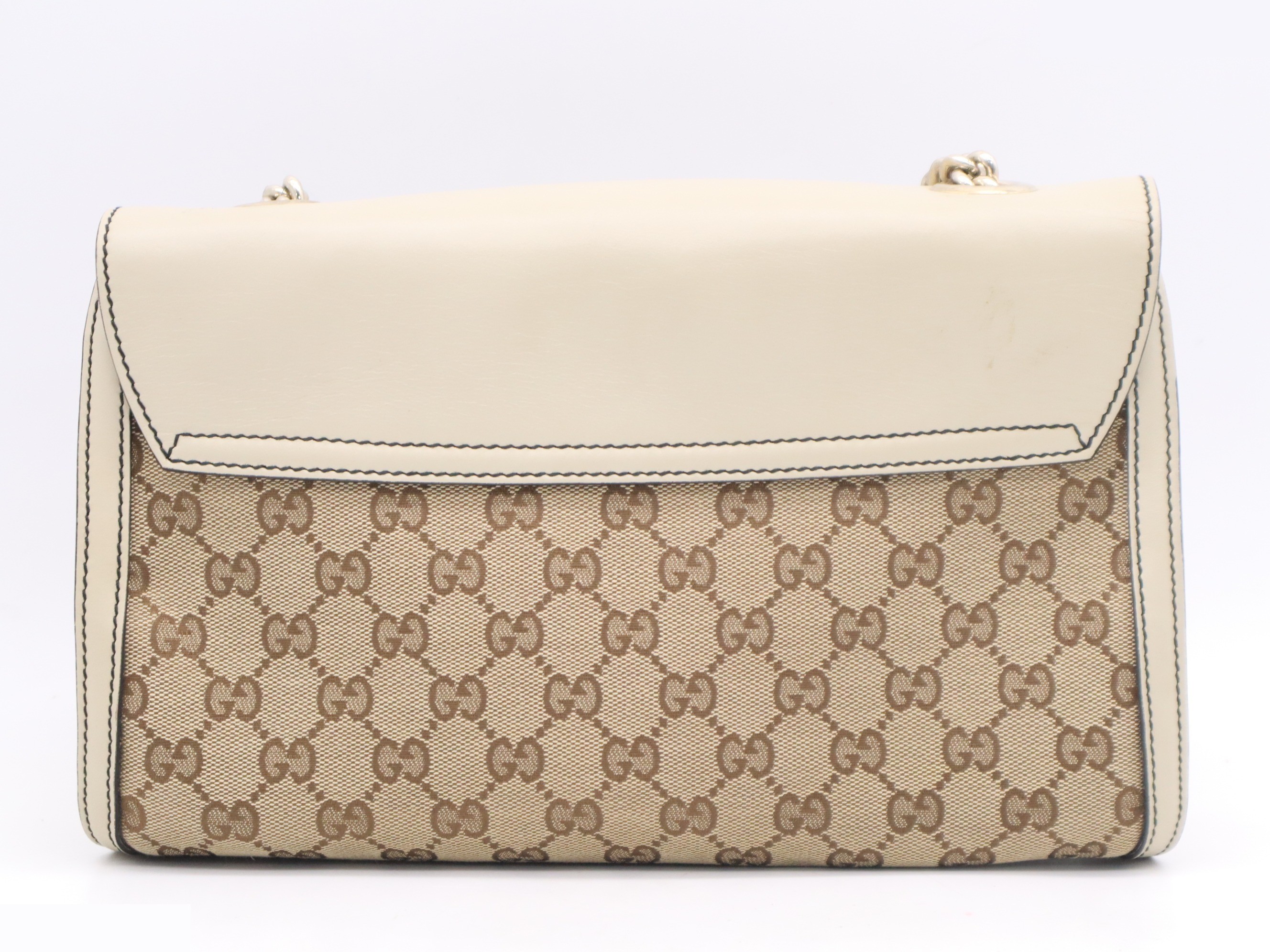 Canvas x Leather GG Canvas Shoulder Bag, Beige, Gold Hardware — view 2