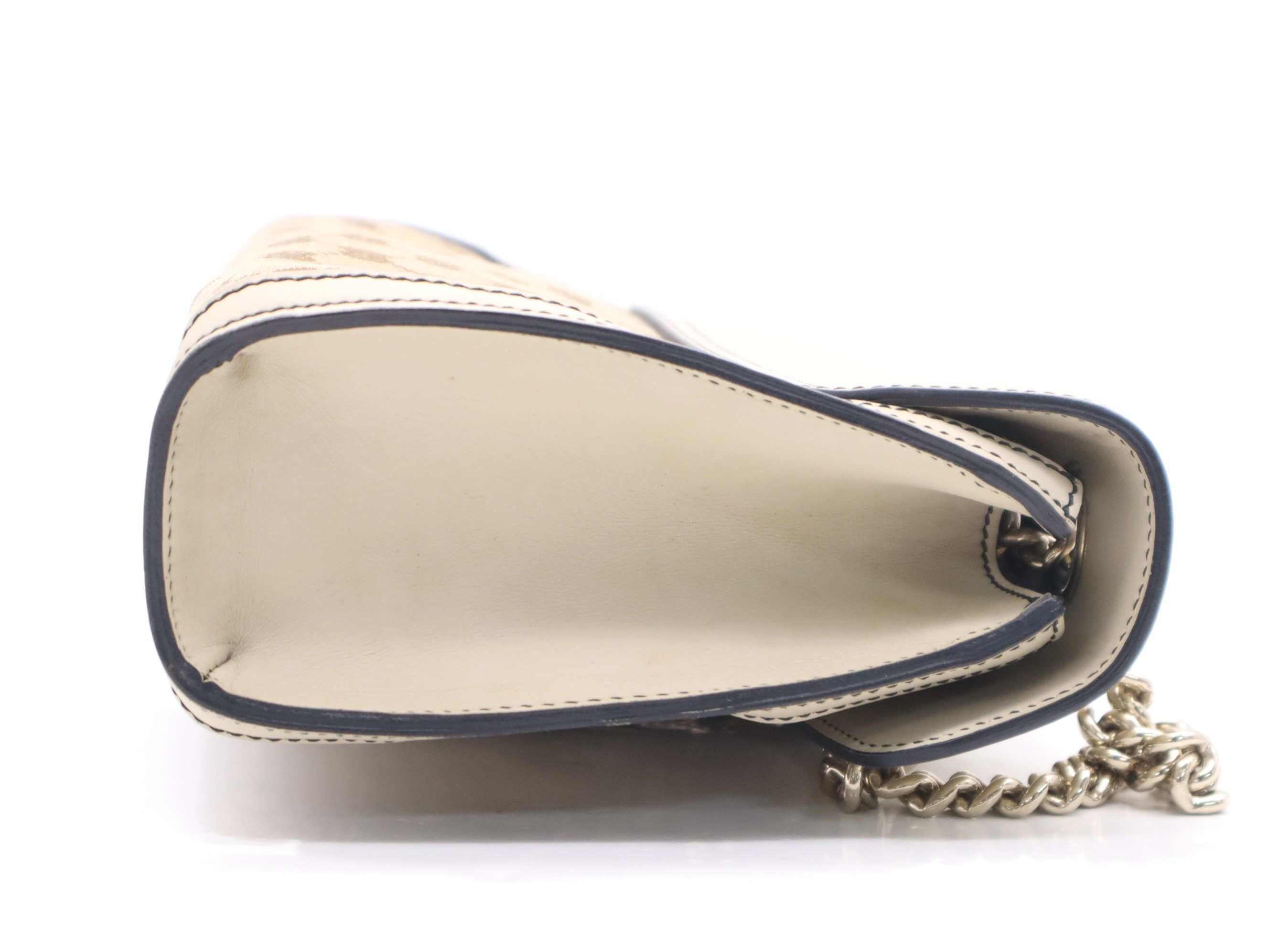 Canvas x Leather GG Canvas Shoulder Bag, Beige, Gold Hardware — view 5