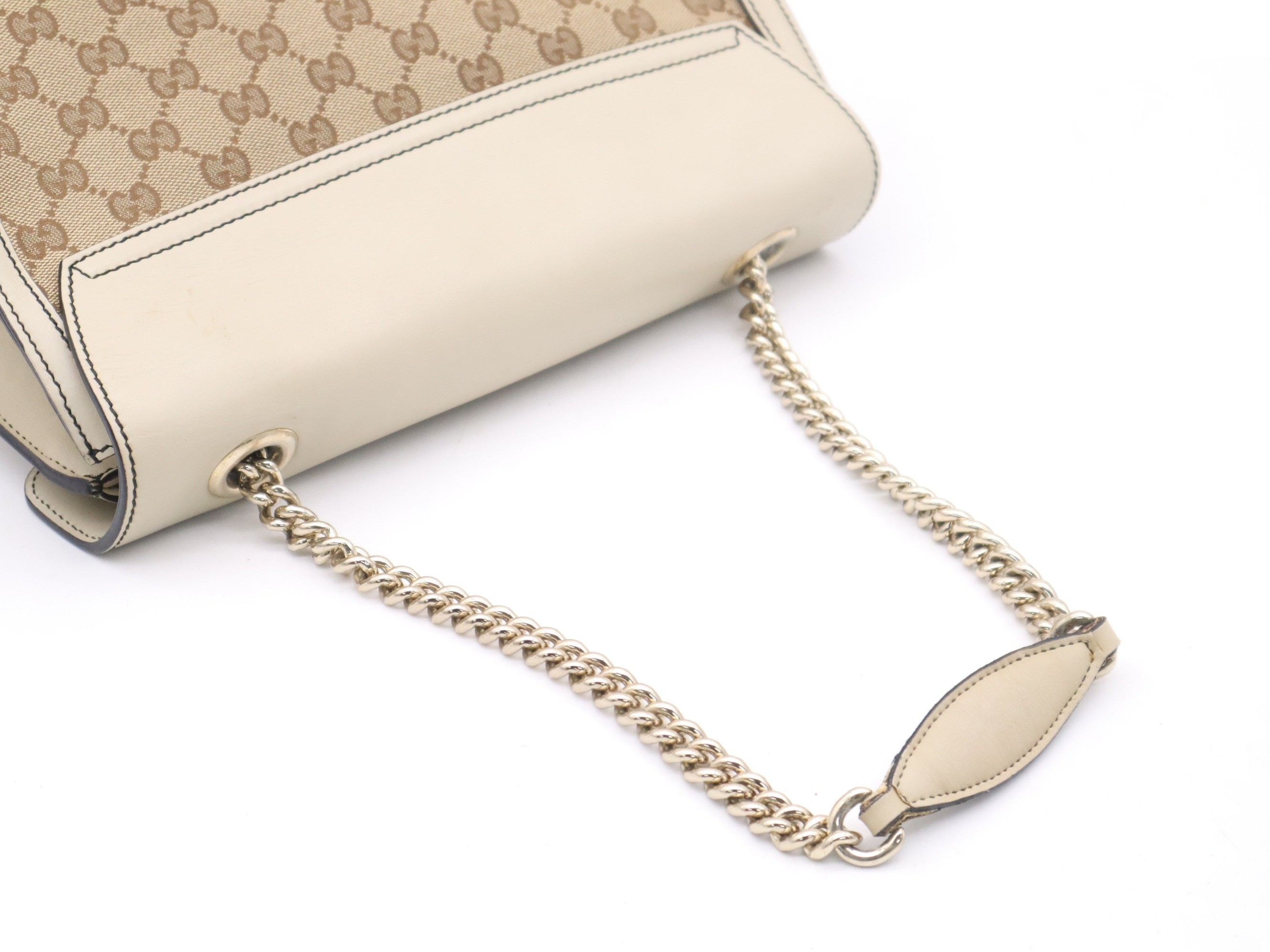 Canvas x Leather GG Canvas Shoulder Bag, Beige, Gold Hardware — view 6