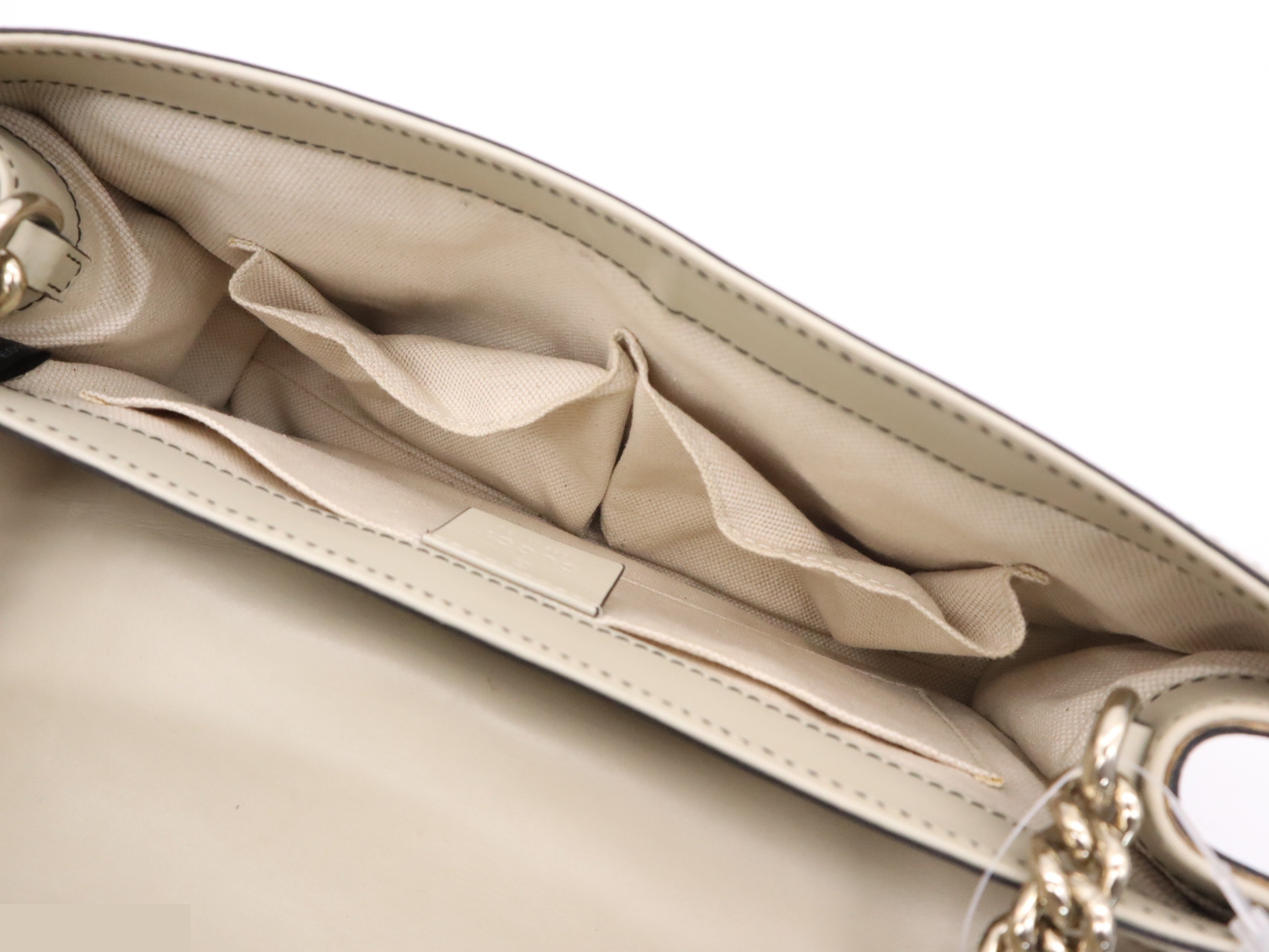 Canvas x Leather GG Canvas Shoulder Bag, Beige, Gold Hardware — view 7