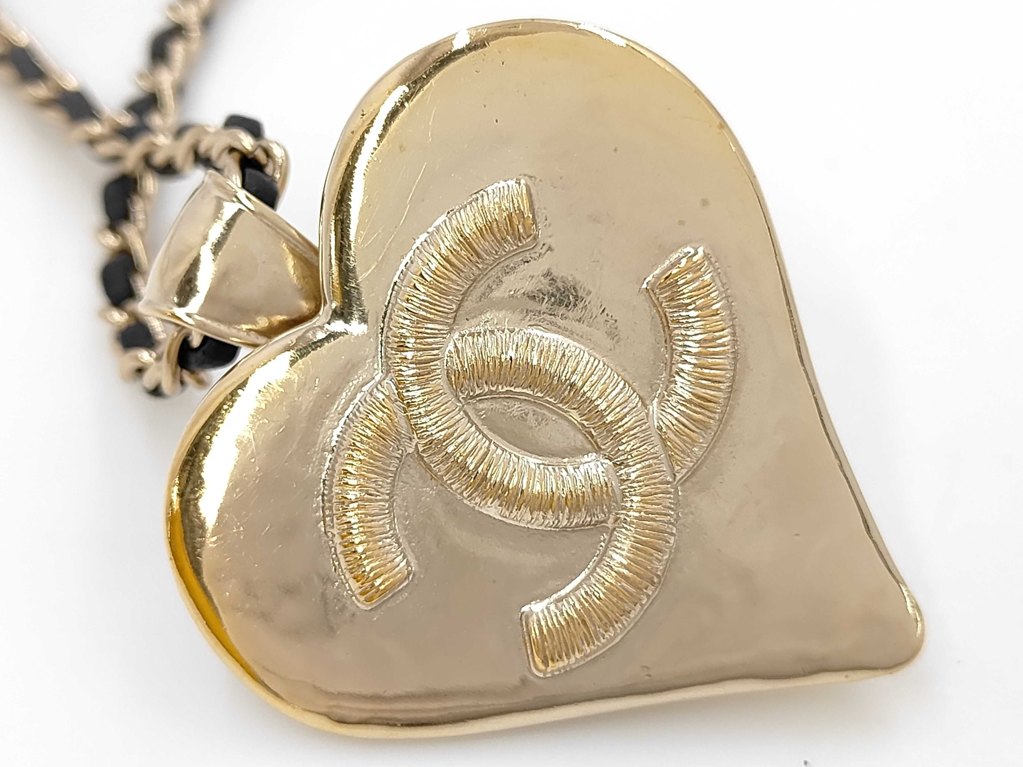 Necklace, Heart Coco Mark, Leather Chain, B21K Necklace — view 3