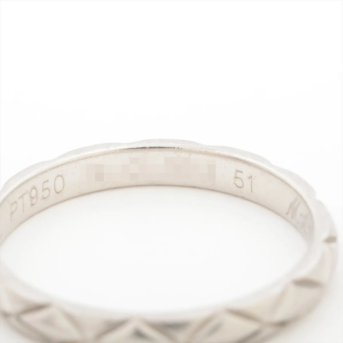 Matelassé Ring, Pt950, 3.1g, Size 51, Initials 19O1613, Dents, Damaged Hallmark, — view 4
