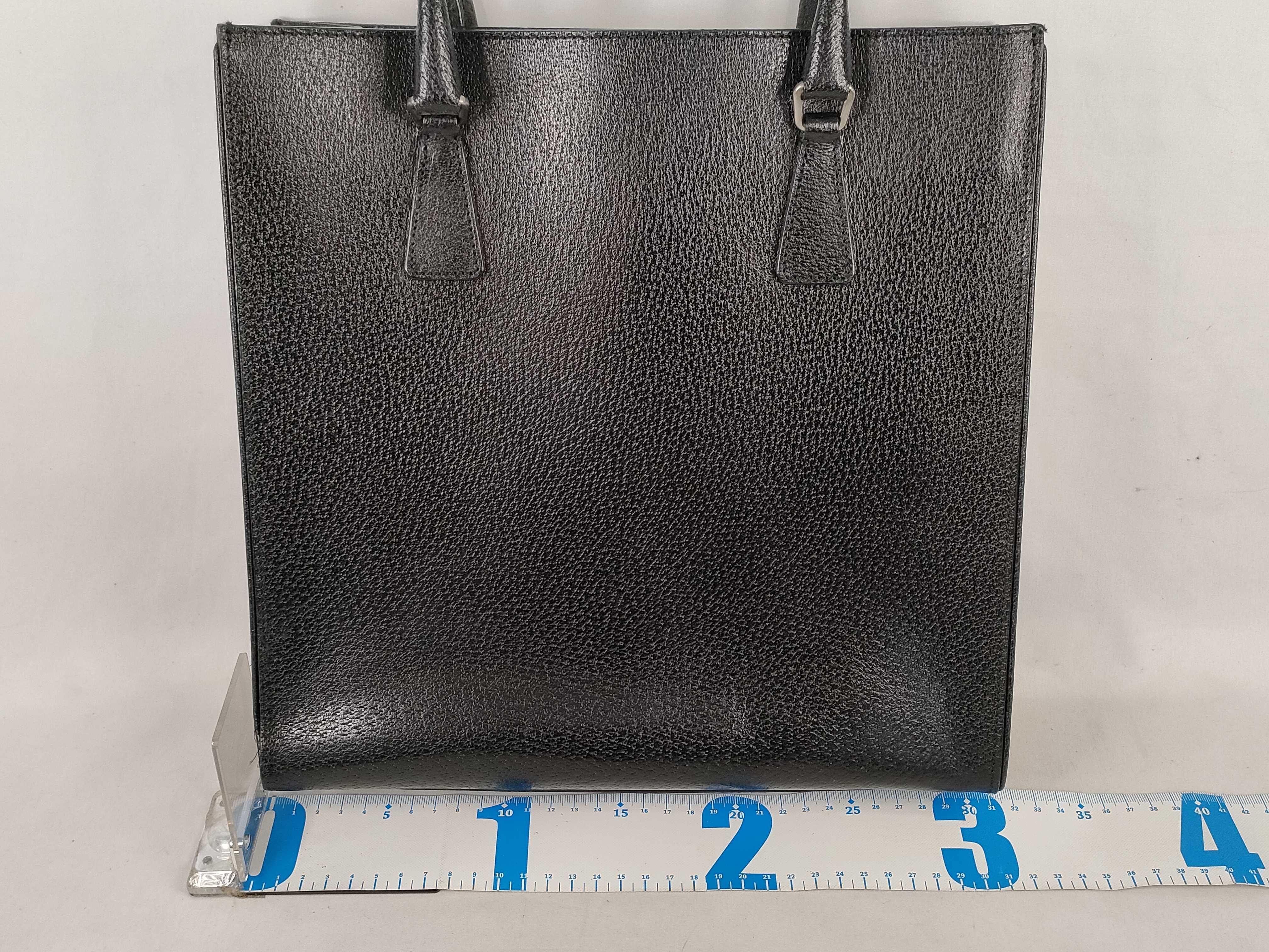 handbag, triangular logo, leather, black, card tag, handbag — view 2