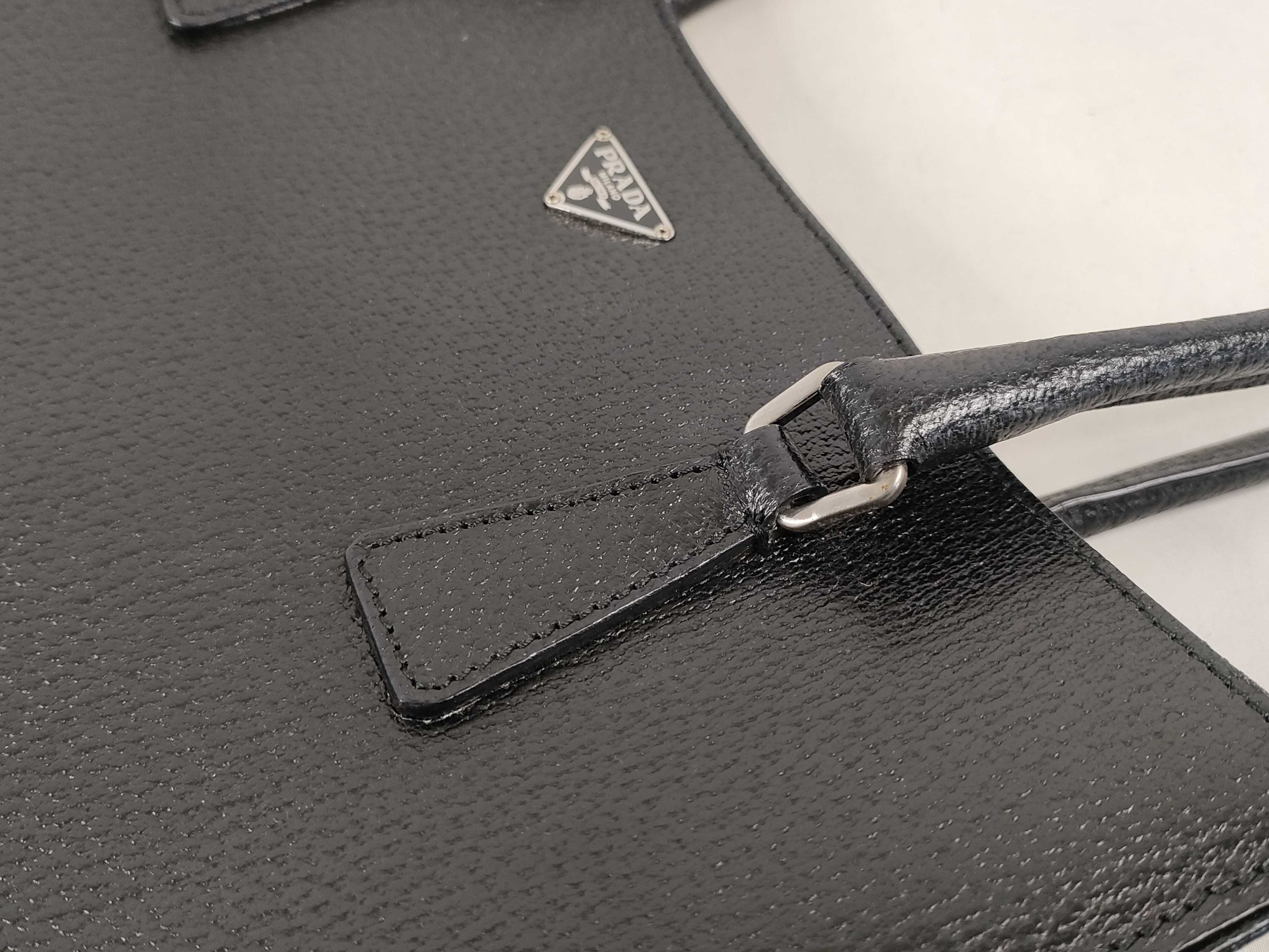 handbag, triangular logo, leather, black, card tag, handbag — view 5