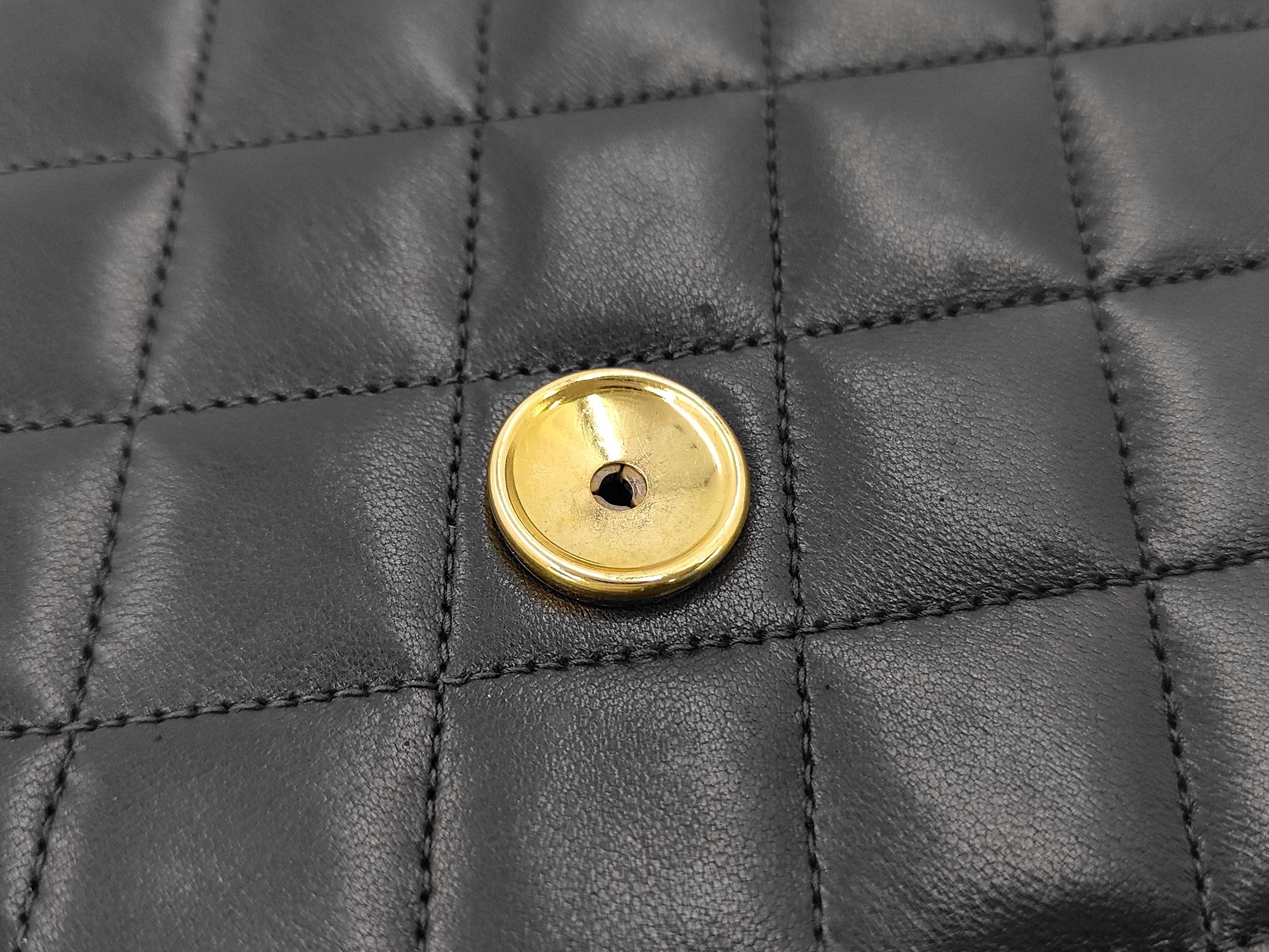 Matelassé Lambskin Push-Lock Chain Shoulder Bag with Gold Hardware — view 12
