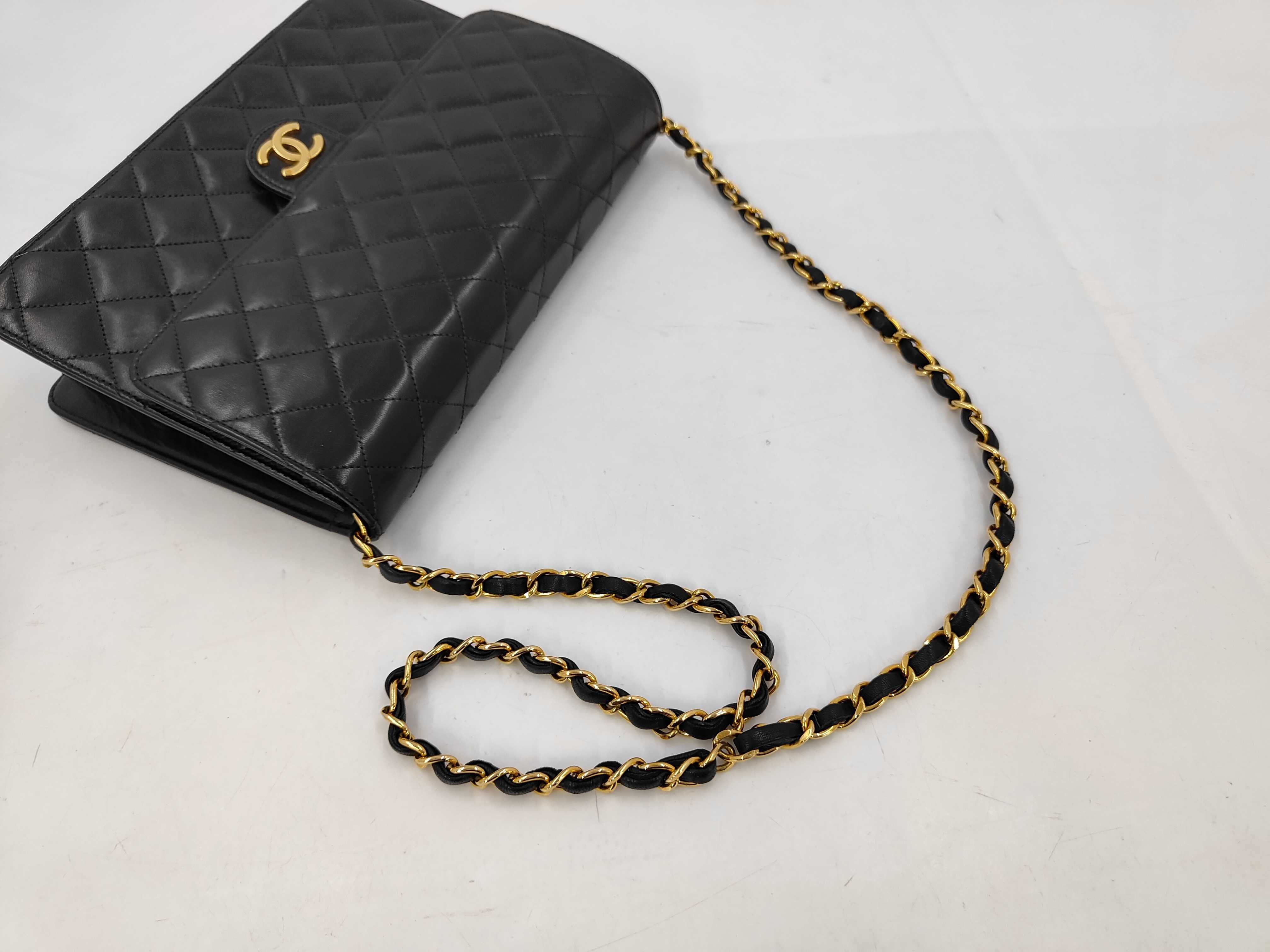 Matelassé Lambskin Push-Lock Chain Shoulder Bag with Gold Hardware — view 5