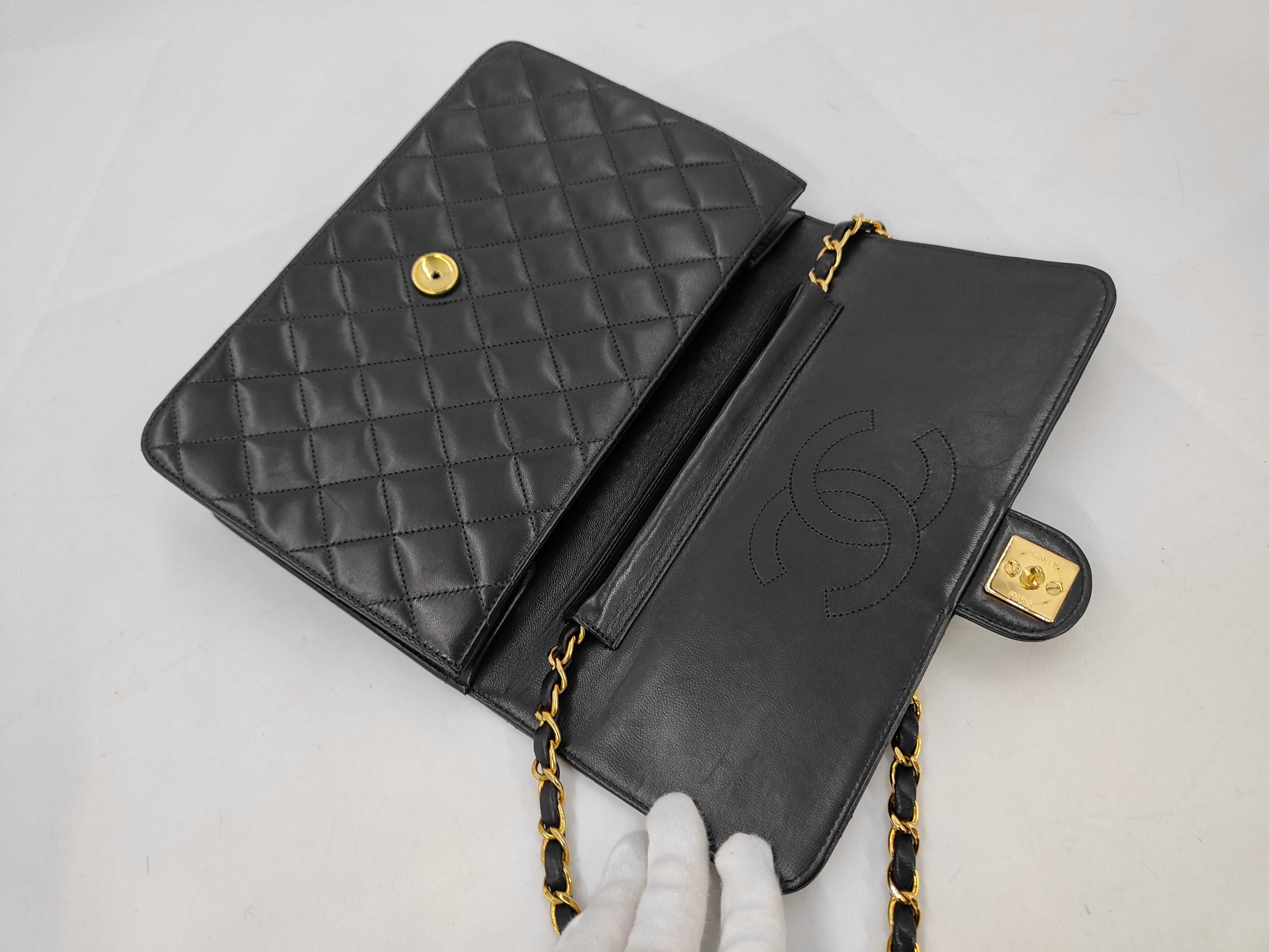Matelassé Lambskin Push-Lock Chain Shoulder Bag with Gold Hardware — view 8