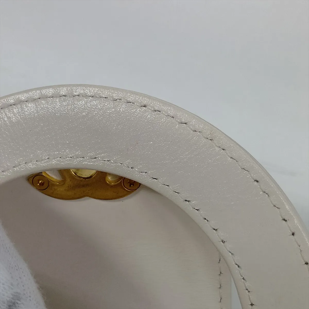 Matelassé Leather 2-Way Handbag, White with Gold Hardware — view 15
