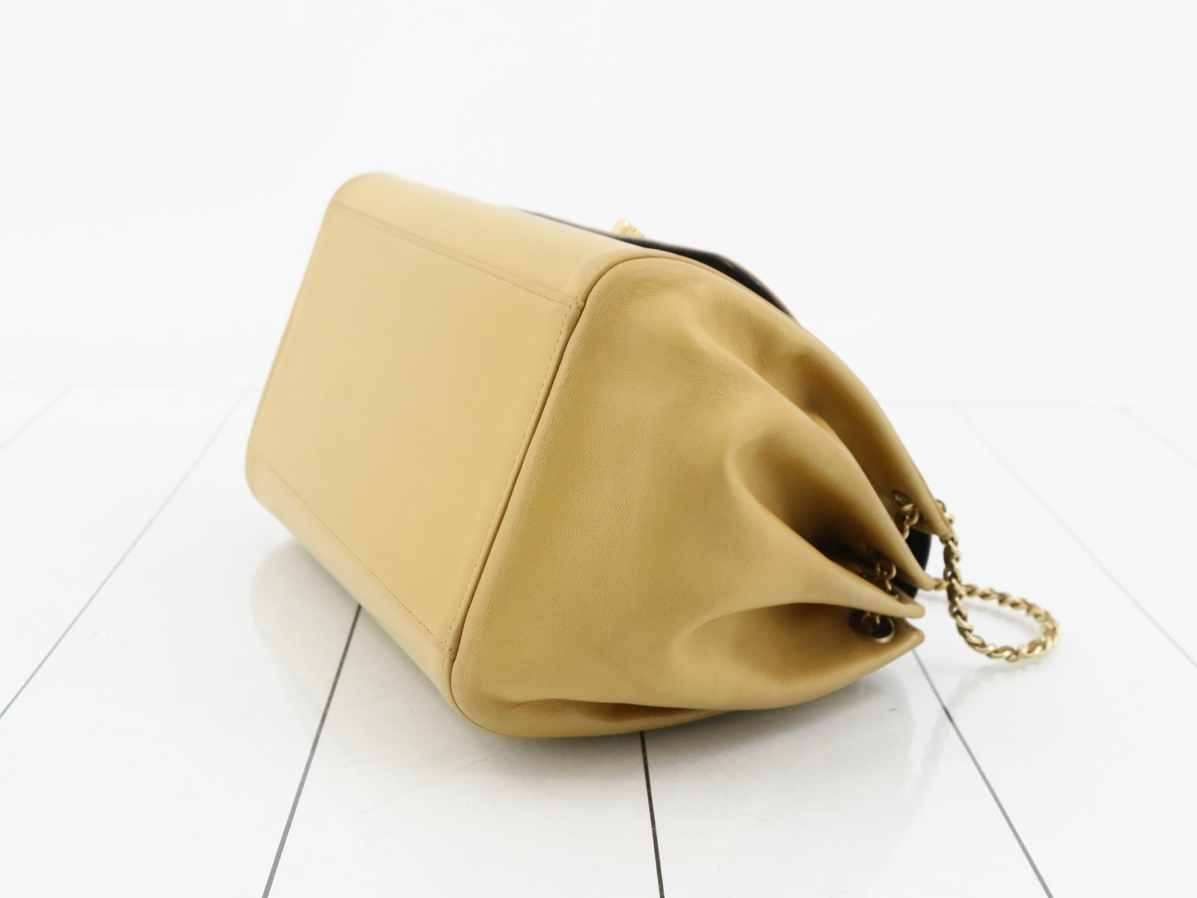 Chocolate Bar Yellow Lambskin Shoulder Bag with Gold Chain — view 6