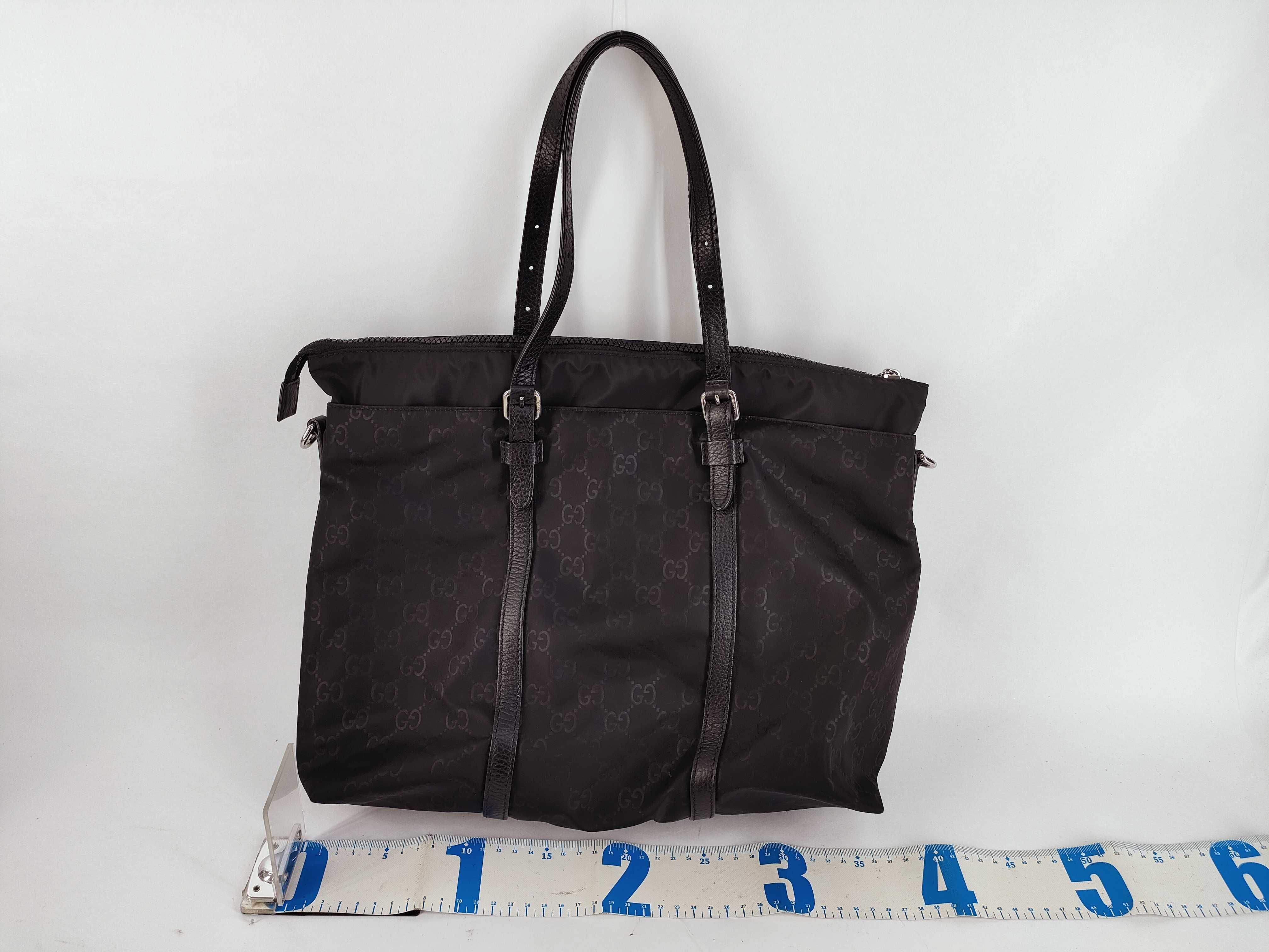 GG Nylon x Leather 2-Way Tote Bag, Black, 387067 Tote Bag — view 2