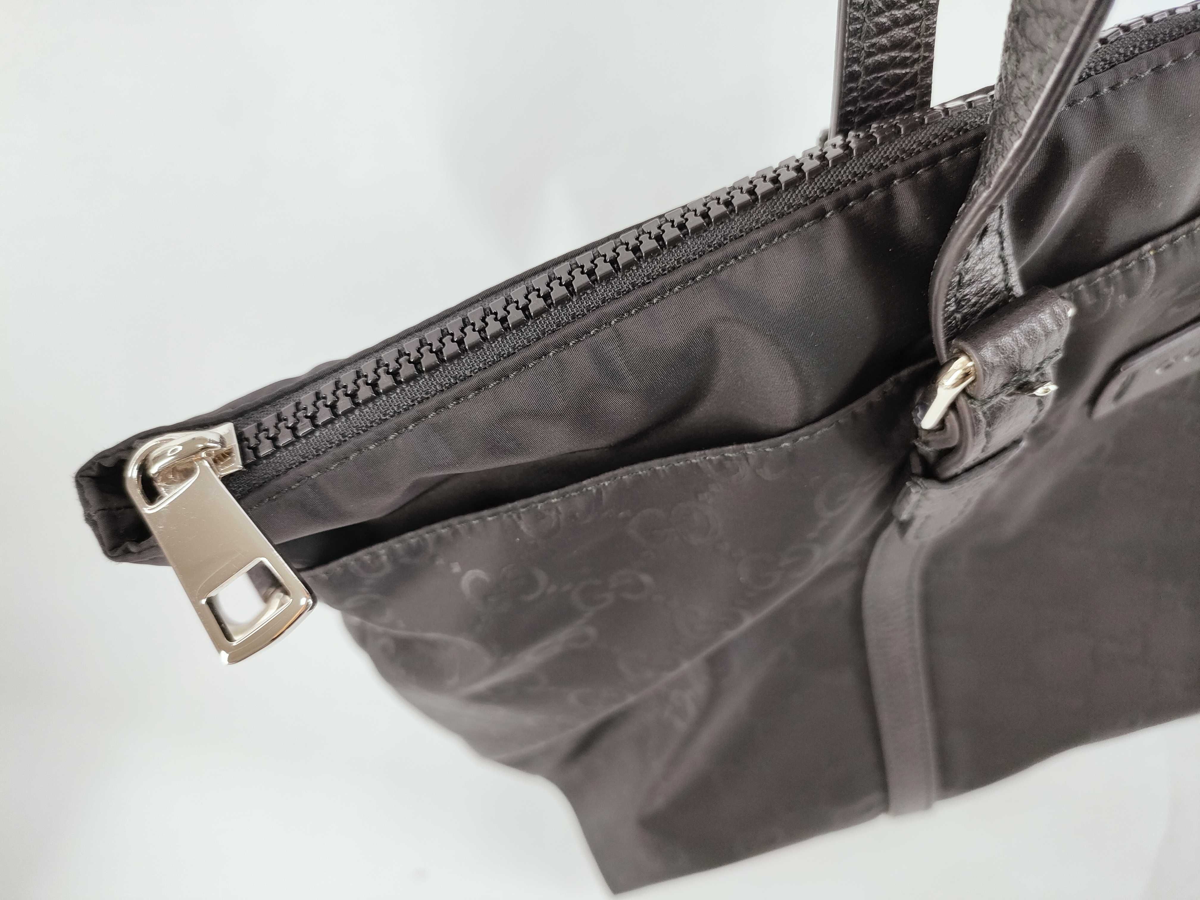 GG Nylon x Leather 2-Way Tote Bag, Black, 387067 Tote Bag — view 8