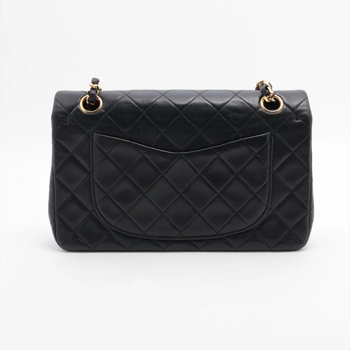 Matelasse 23 Small Lambskin Double Flap Double Chain Bag Black Gold Hardware A01113 — view 2