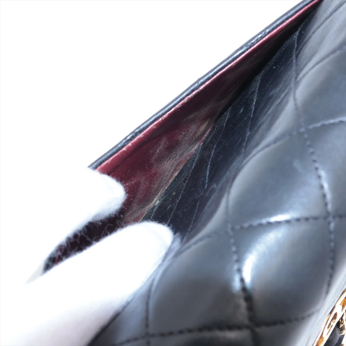 Matelasse 23 Small Lambskin Double Flap Double Chain Bag Black Gold Hardware A01113 — view 11
