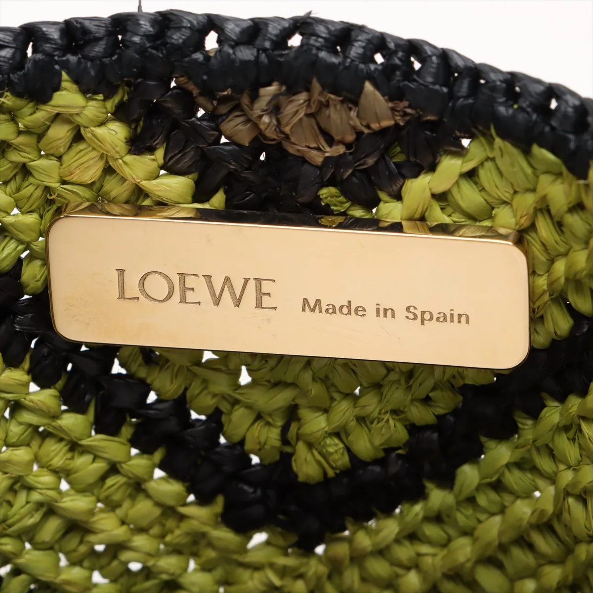 Puzzlefold Tote XL Raffia x Leather Tote Bag Black x Green — view 8