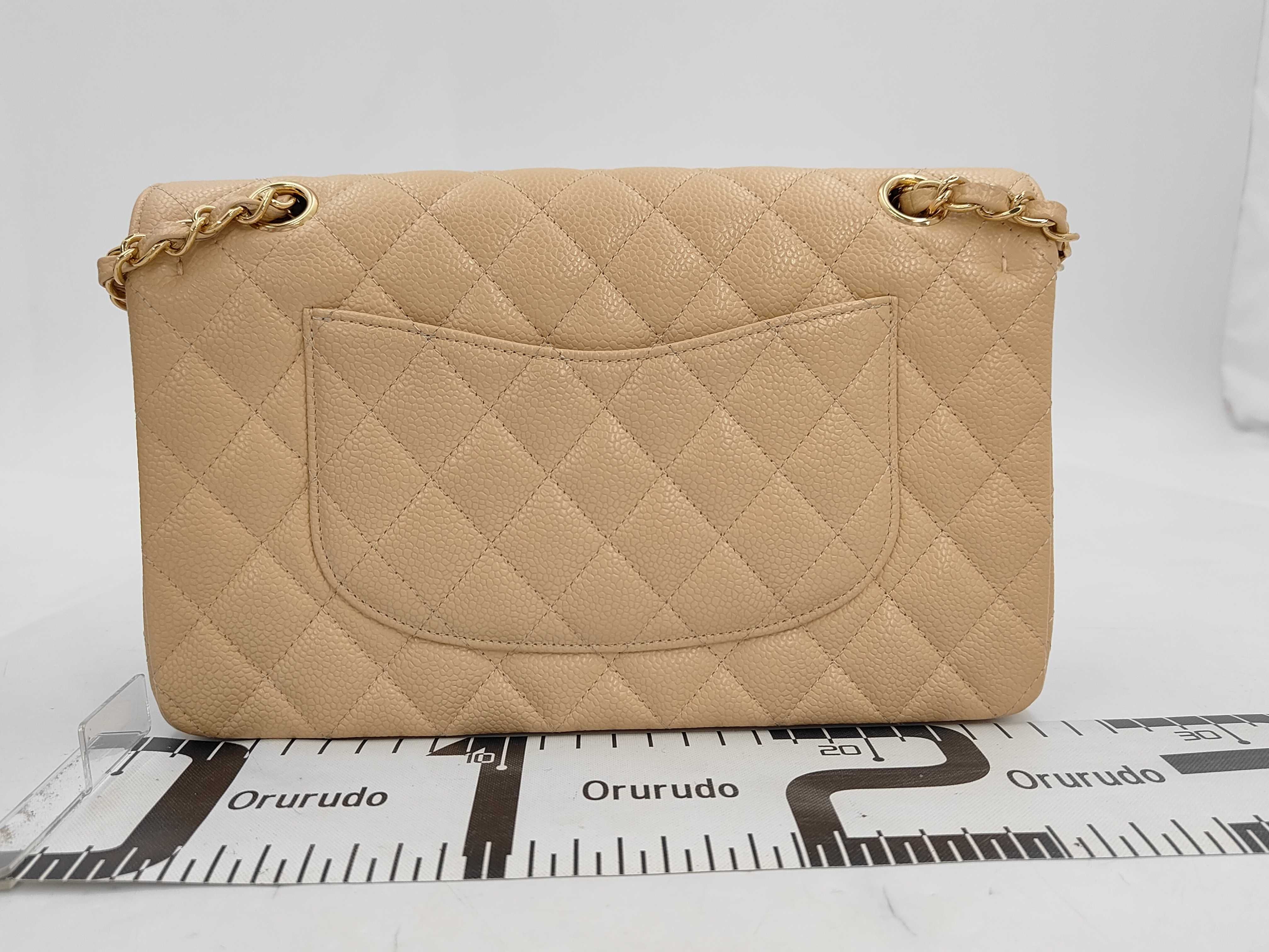 Matelassé 25 Caviar Skin Gold Hardware Double Flap Double Chain Shoulder Bag Card Seal Serial Number A01112 Beige Shoulder Bag — view 2