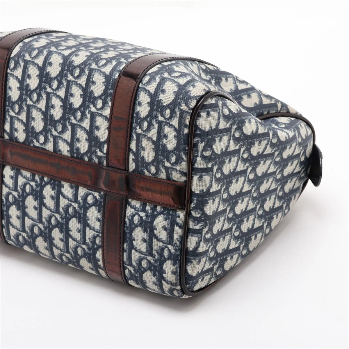 Trotter PVC x Leather 2-Way Handbag, Navy — view 3