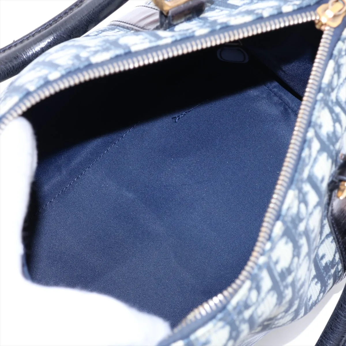 Trotter PVC x Leather 2-Way Handbag, Navy — view 7