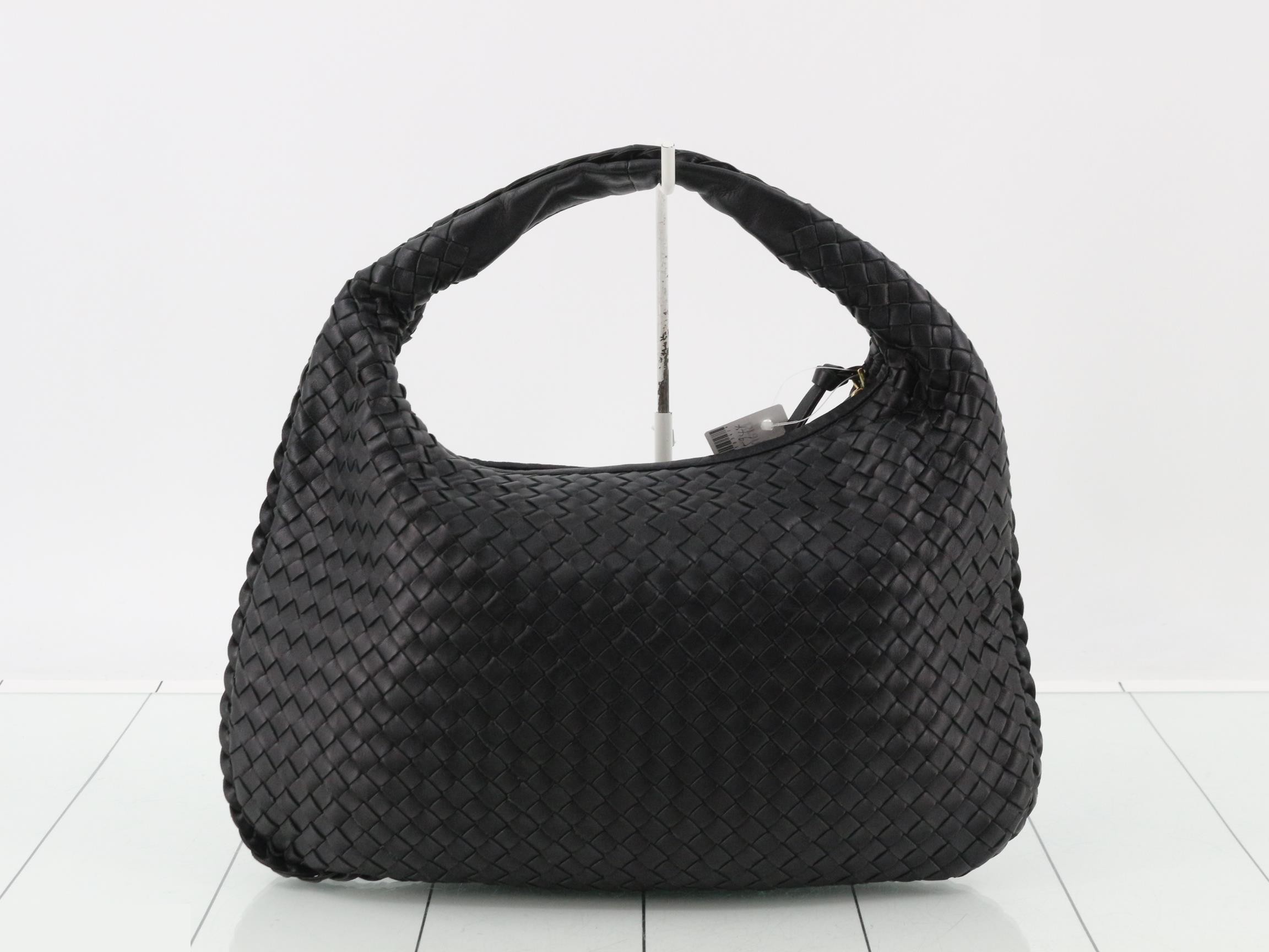 Intrecciato Hobo Shoulder Bag, Black — view 2