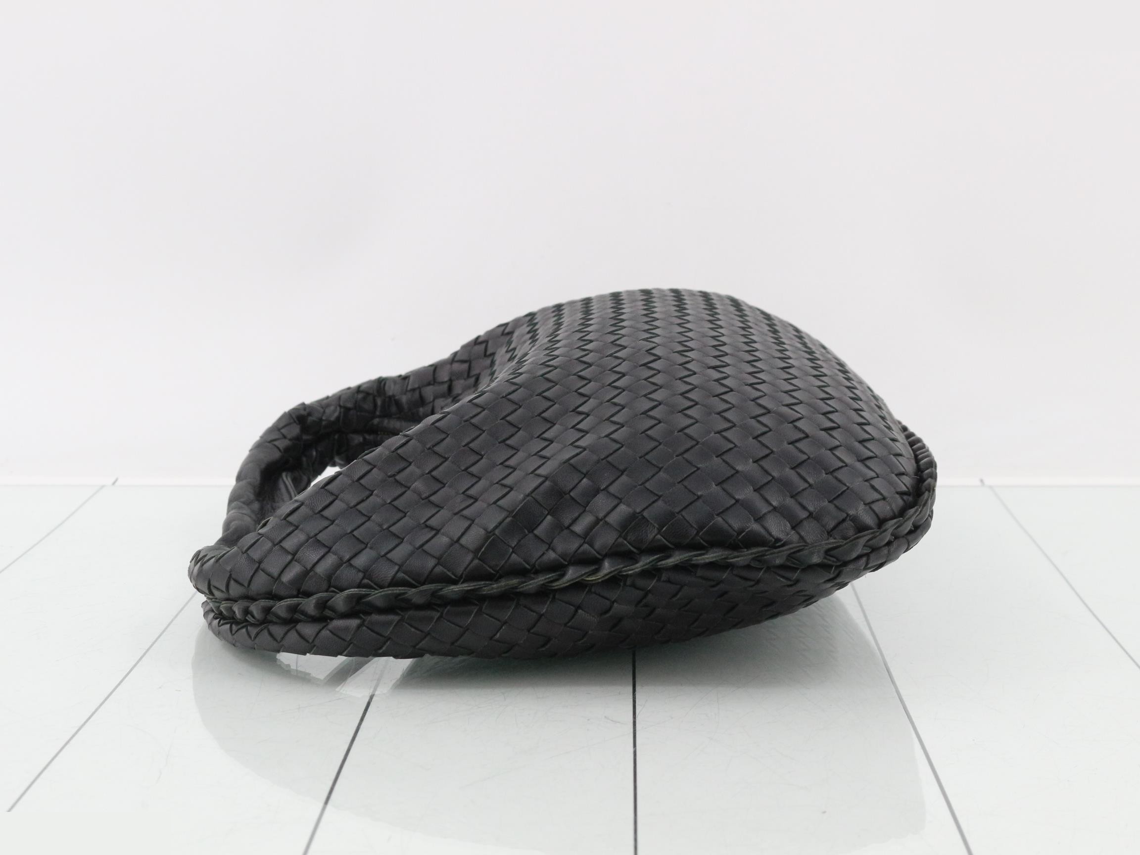 Intrecciato Hobo Shoulder Bag, Black — view 4