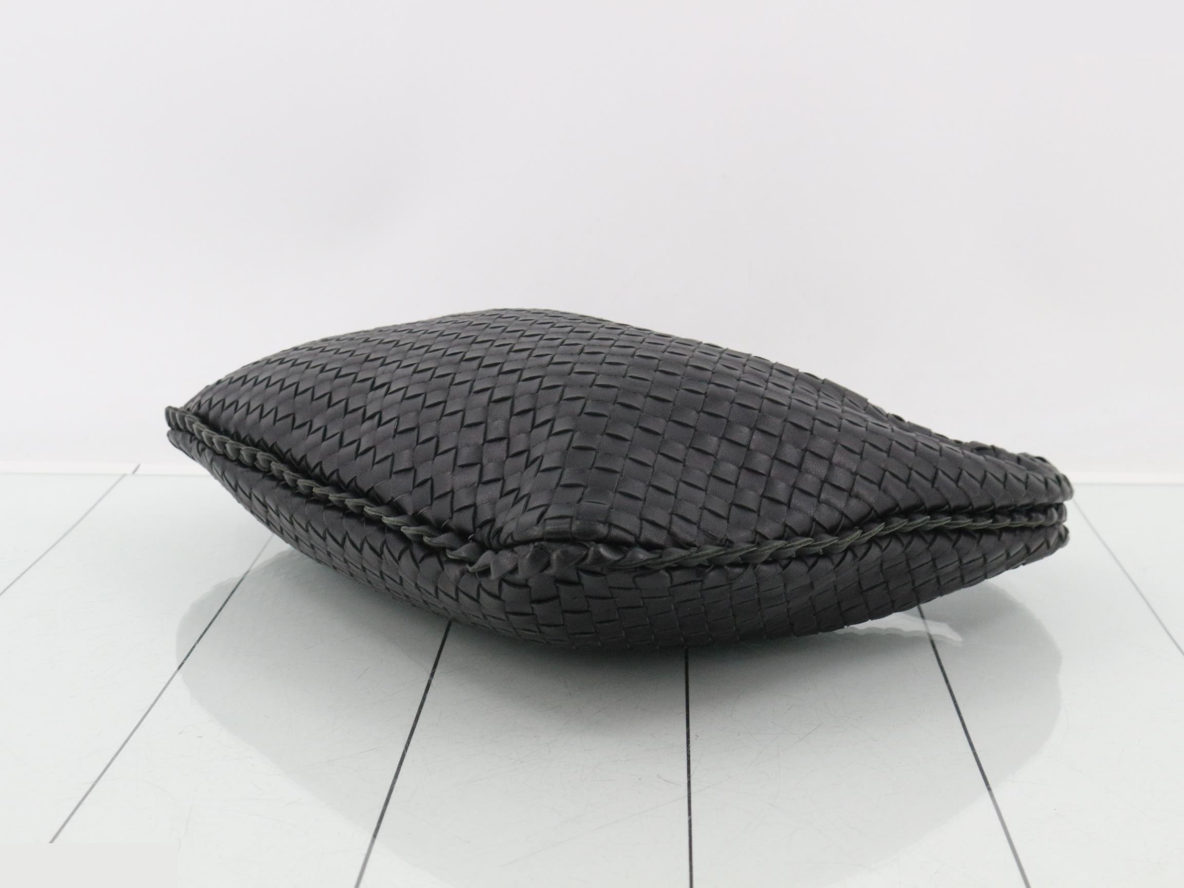 Intrecciato Hobo Shoulder Bag, Black — view 6