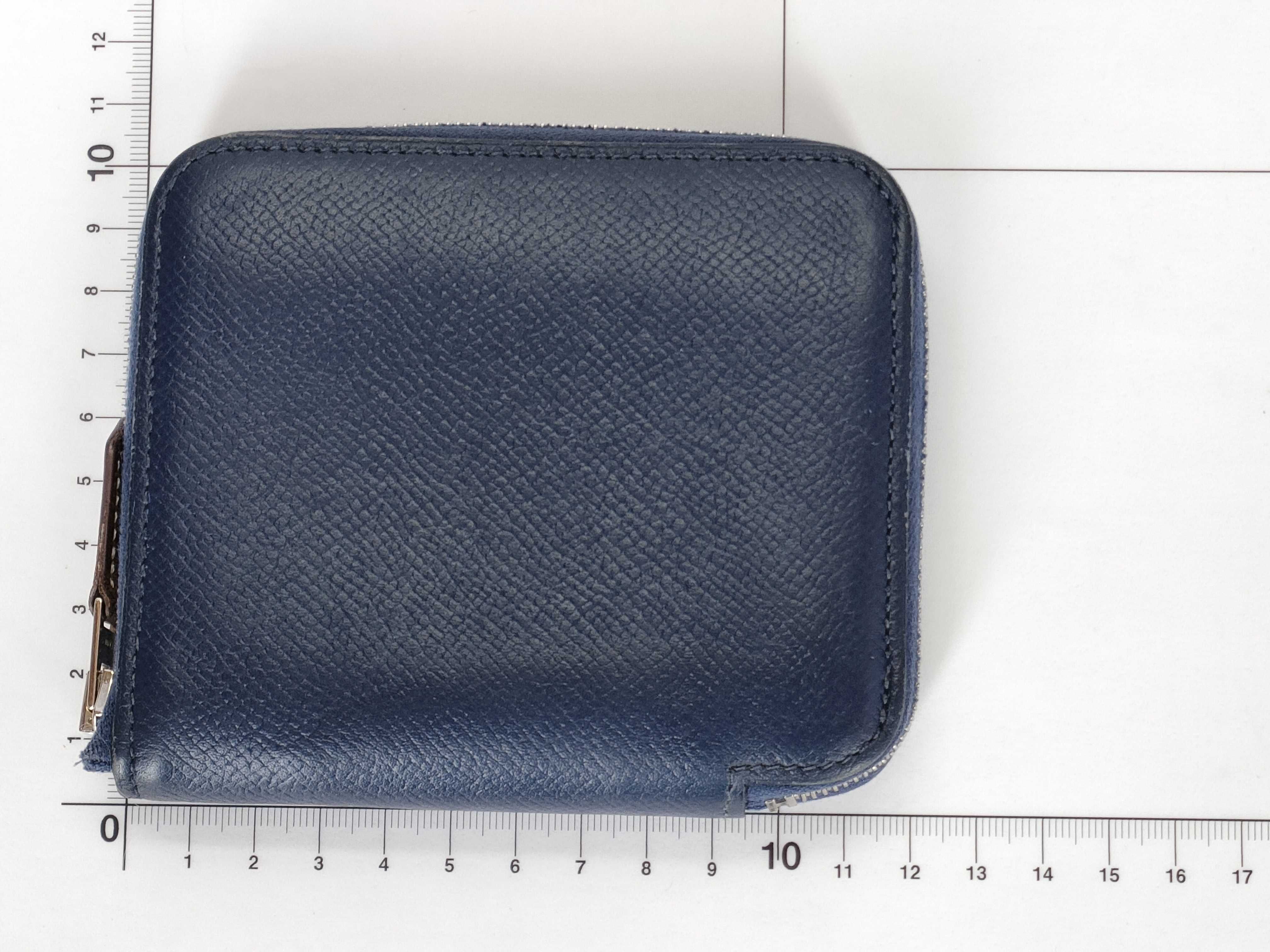 Azap Compact Silk In Veau Epsom Coin Case Navy Silver Hardware C:2018 Coin Case — view 2