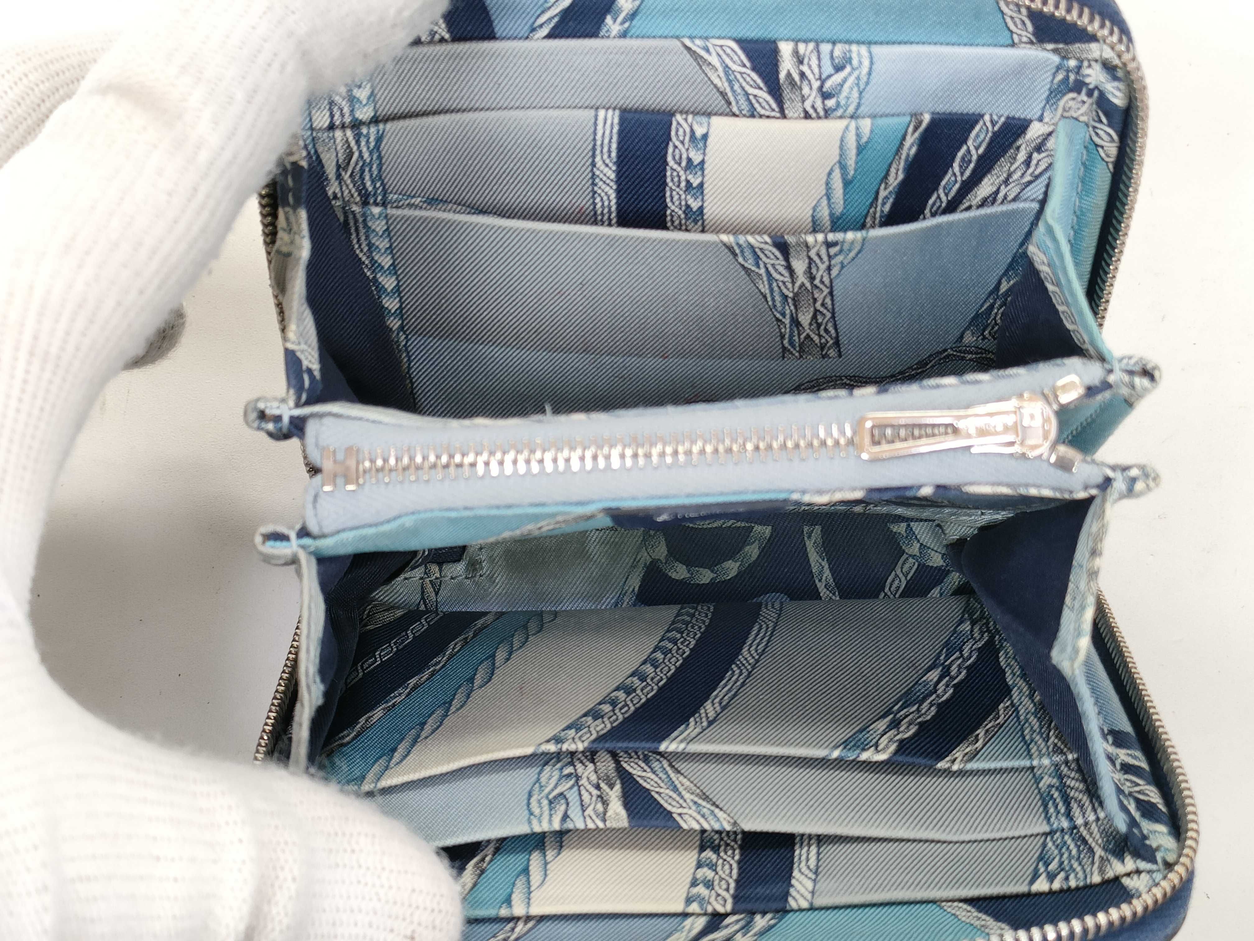 Azap Compact Silk In Veau Epsom Coin Case Navy Silver Hardware C:2018 Coin Case — view 11