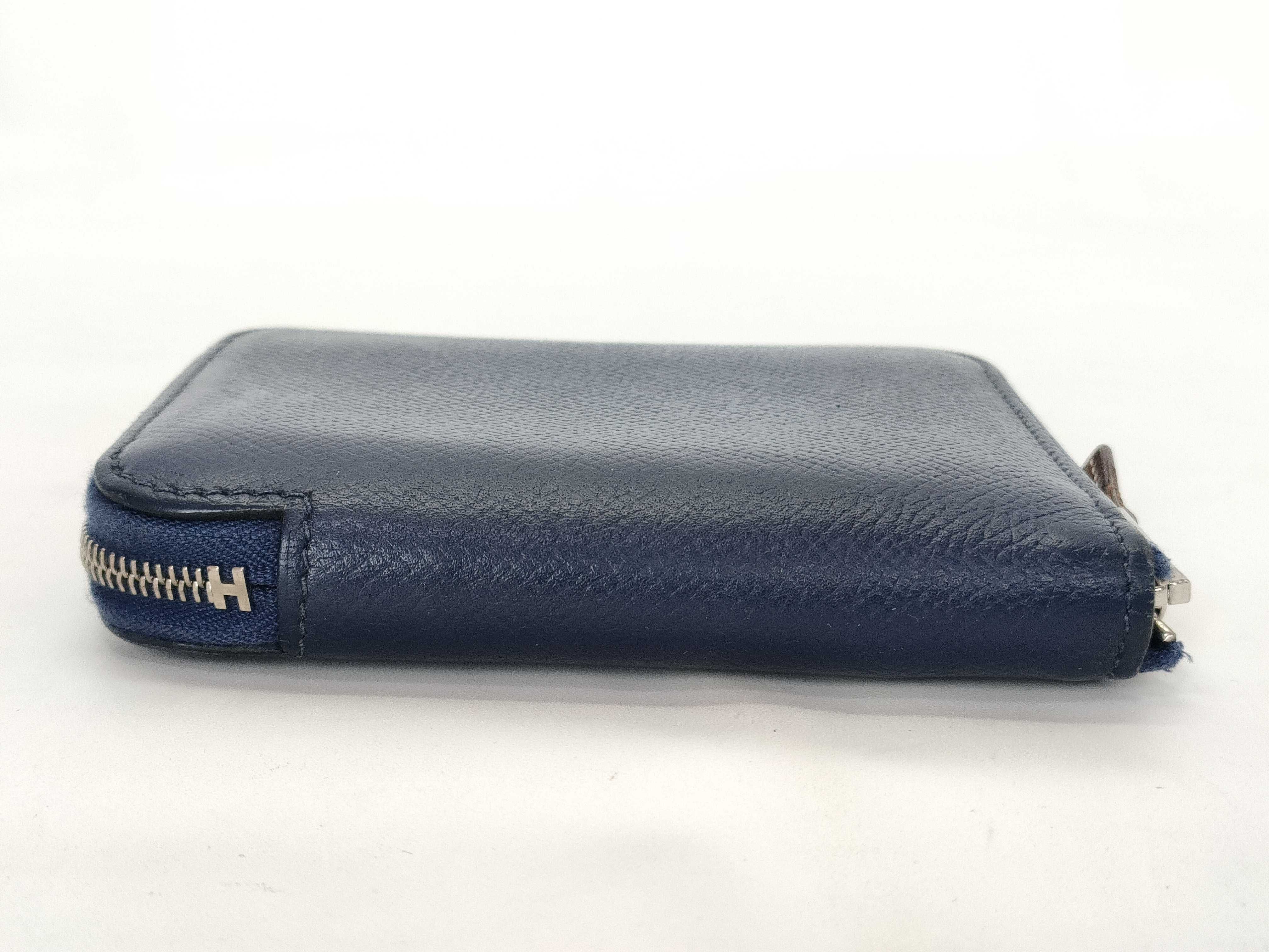 Azap Compact Silk In Veau Epsom Coin Case Navy Silver Hardware C:2018 Coin Case — view 3