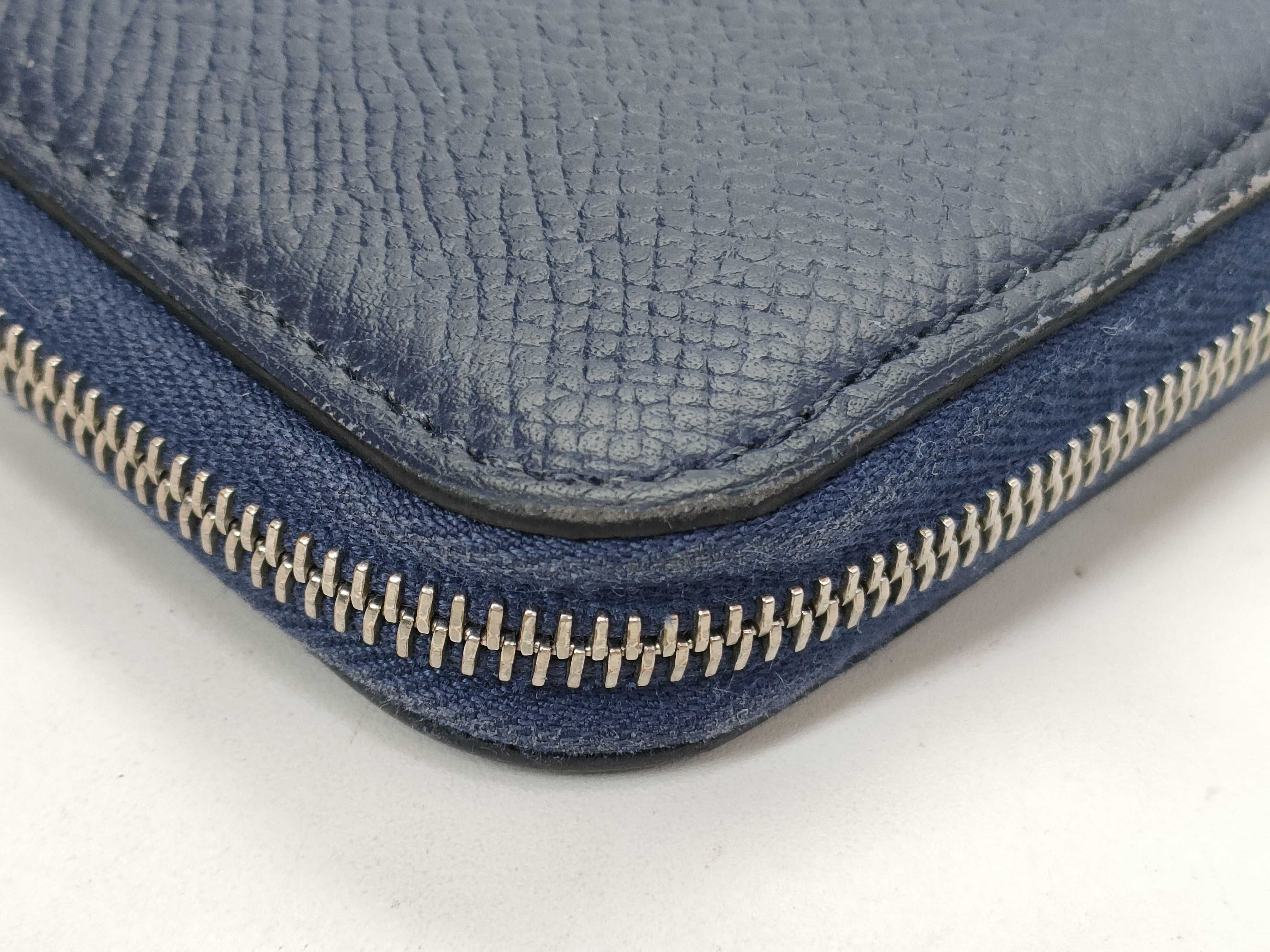Azap Compact Silk In Veau Epsom Coin Case Navy Silver Hardware C:2018 Coin Case — view 4