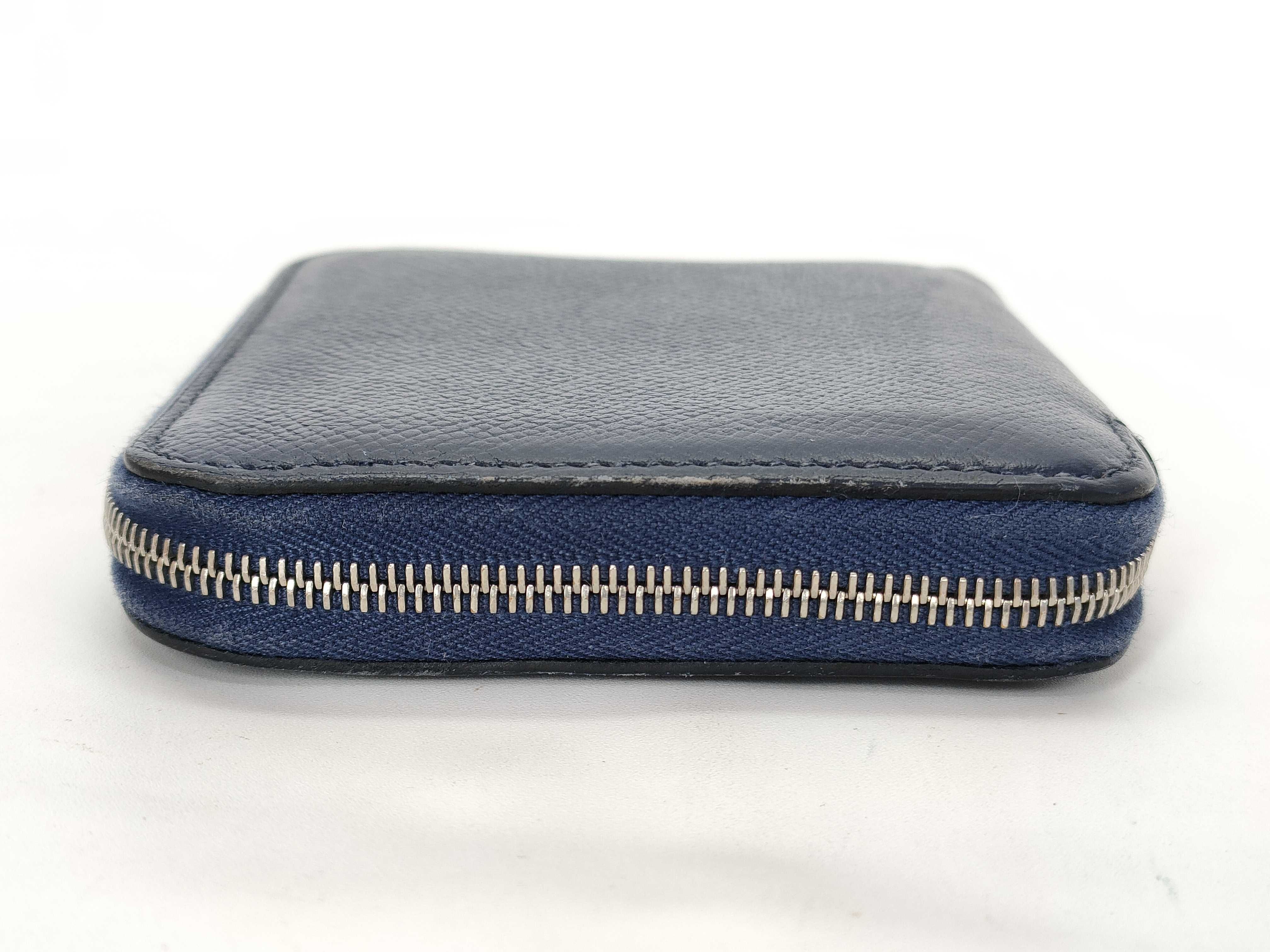 Azap Compact Silk In Veau Epsom Coin Case Navy Silver Hardware C:2018 Coin Case — view 5