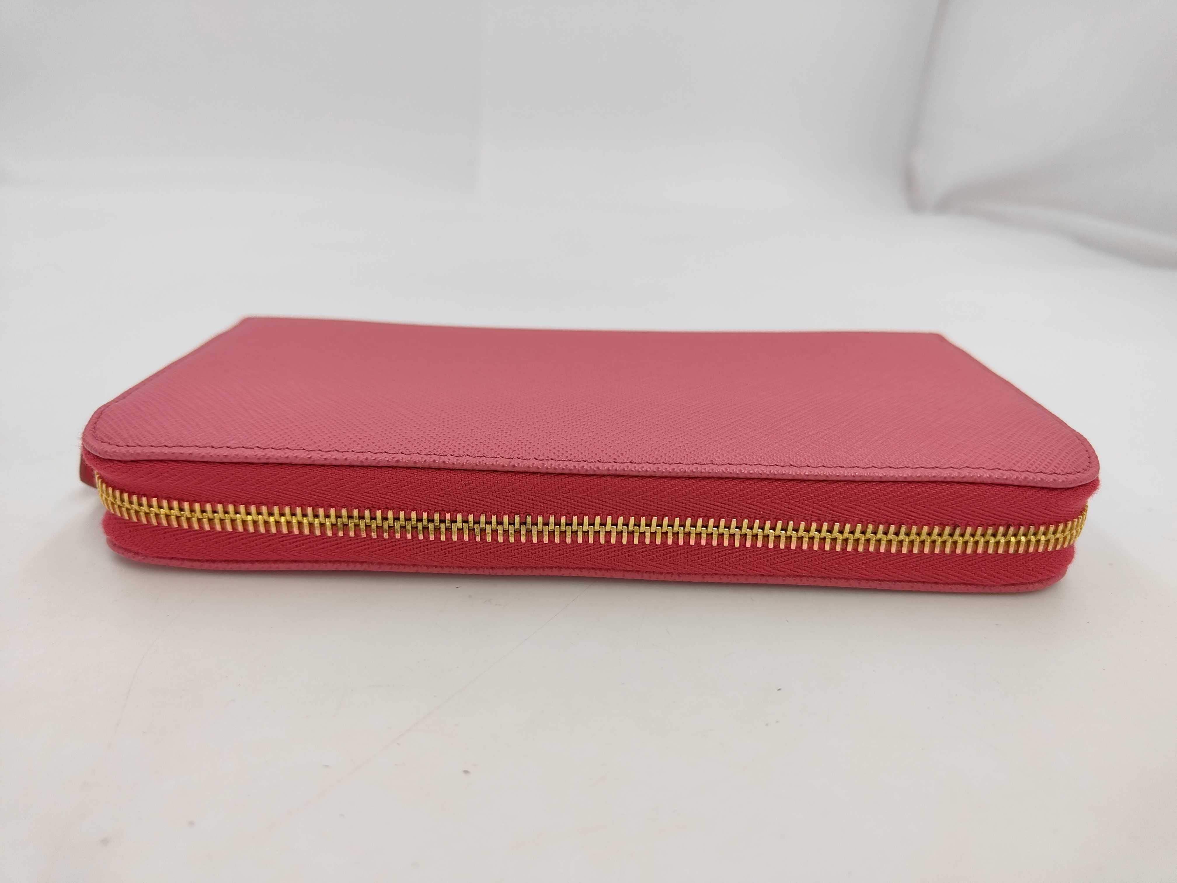 Saffiano Metal 1ML506 Leather Round Zip Wallet Pink — view 5